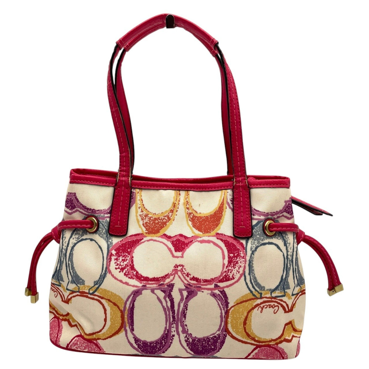 Coach Multi-Color Pink Canvas Patent Leather Handbag Tote Bag (Pre-Owned)
