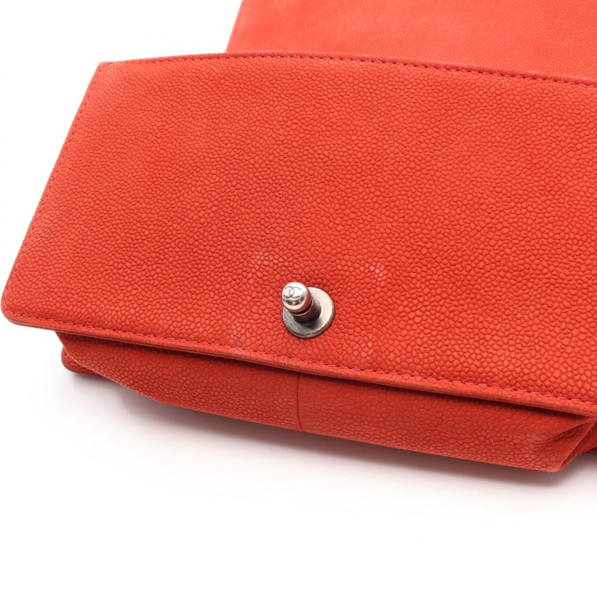 Chanel Red Color Grained Calfskin Handbag Shoulder Bag (Pre-Owned)