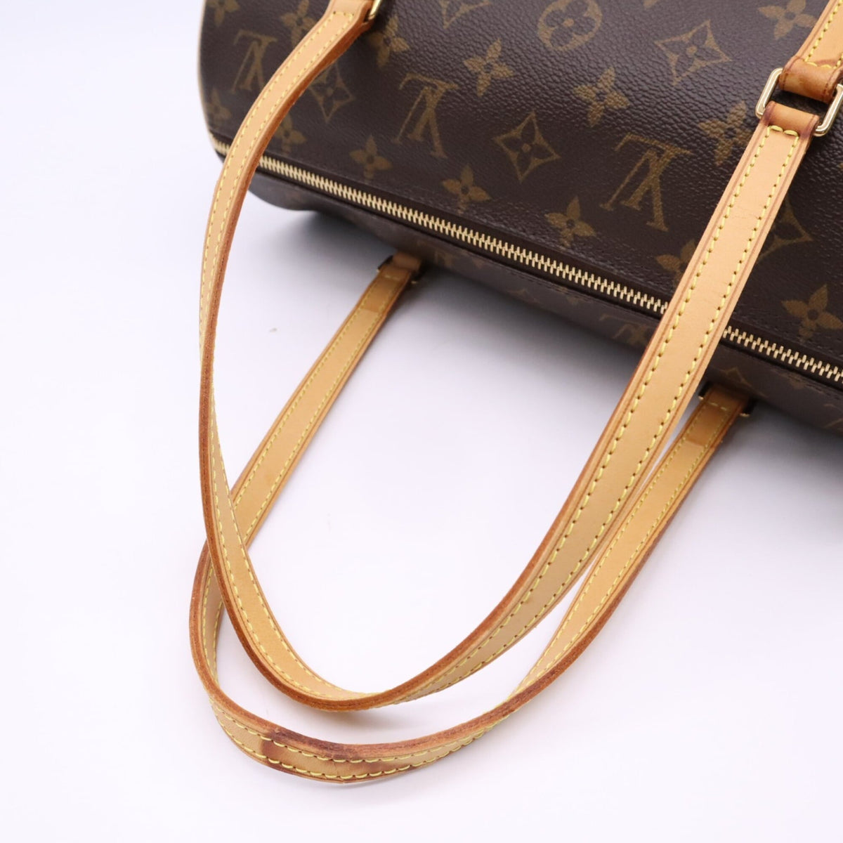 Louis Vuitton Monogram Beige Brown Coated Canvas Leather Handbag (Pre-Owned)
