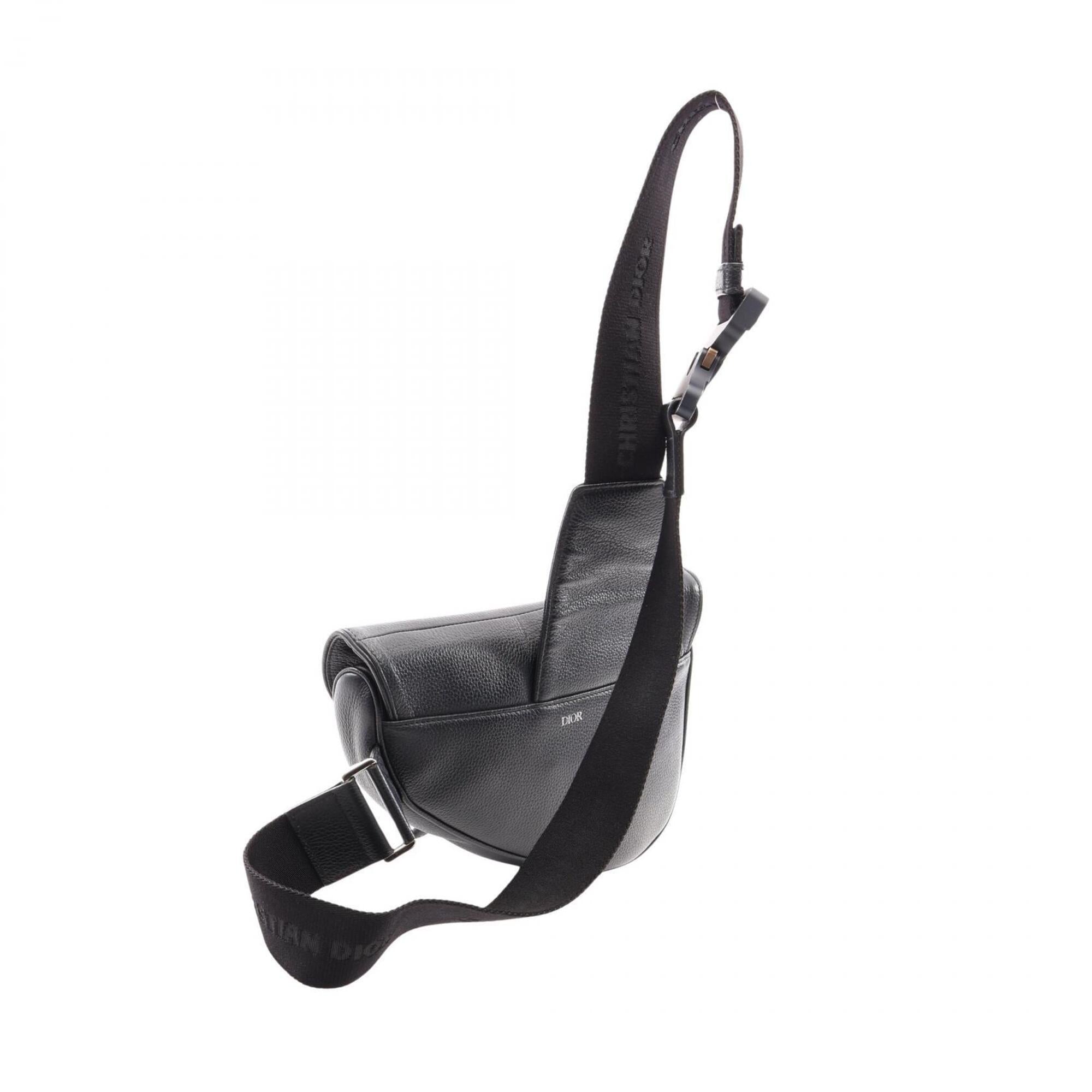 Christian Dior Black Leather Handbag Saddle Bag Sling Bag (Pre-Owned)