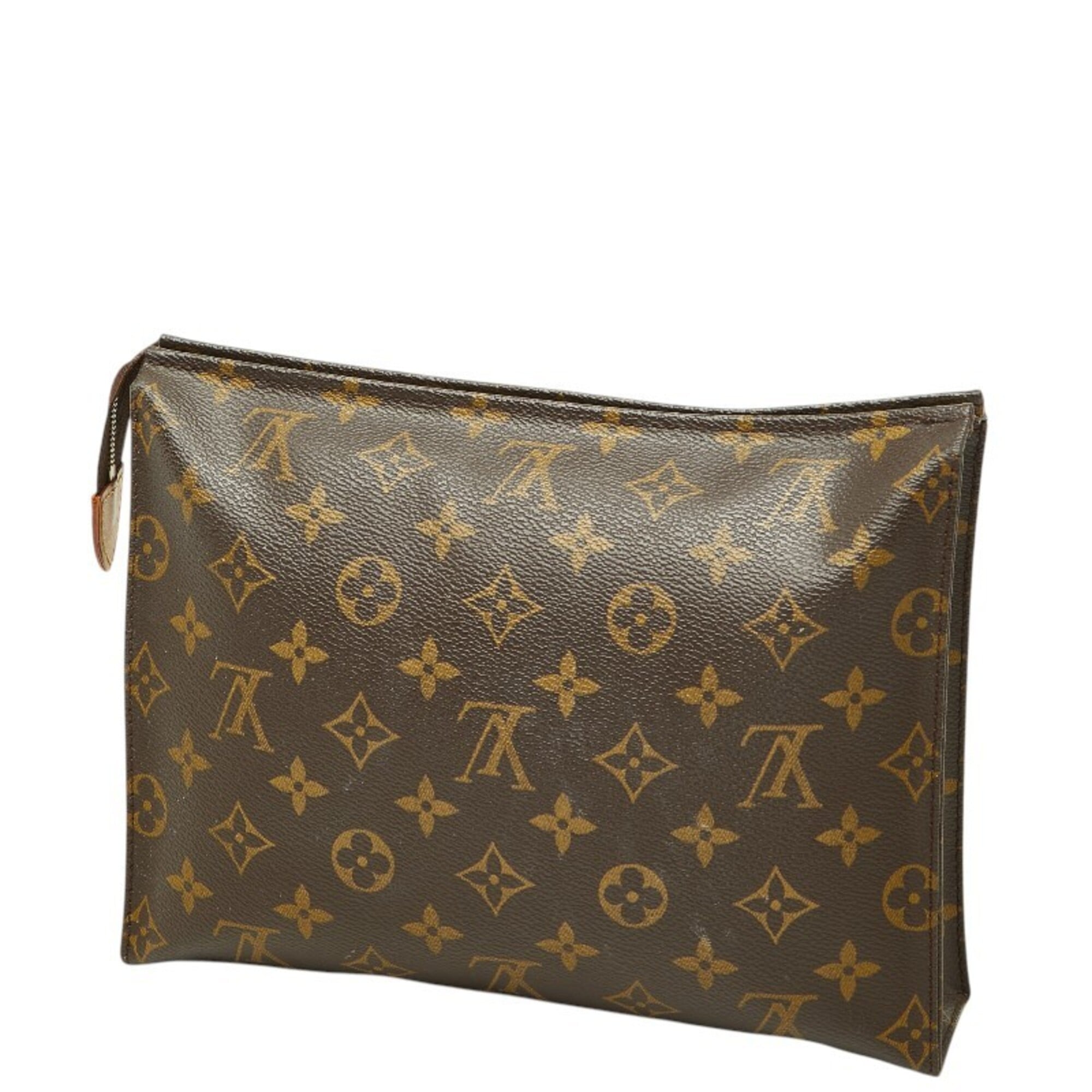 Louis Vuitton Brown Pvc Leather Clutch Bag Handbag Pouch (Pre-Owned)