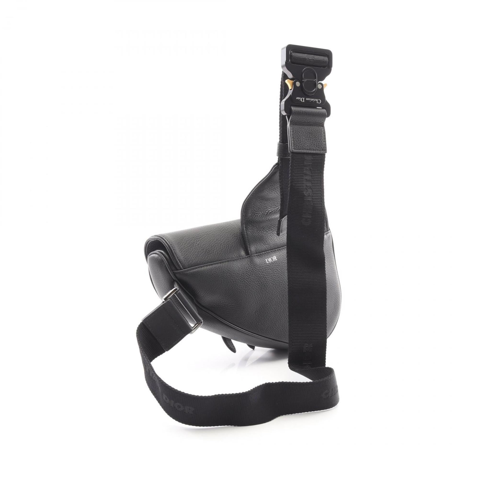 Christian Dior Black Leather Fanny Pack Handbag Saddle Bag (Pre-Owned)