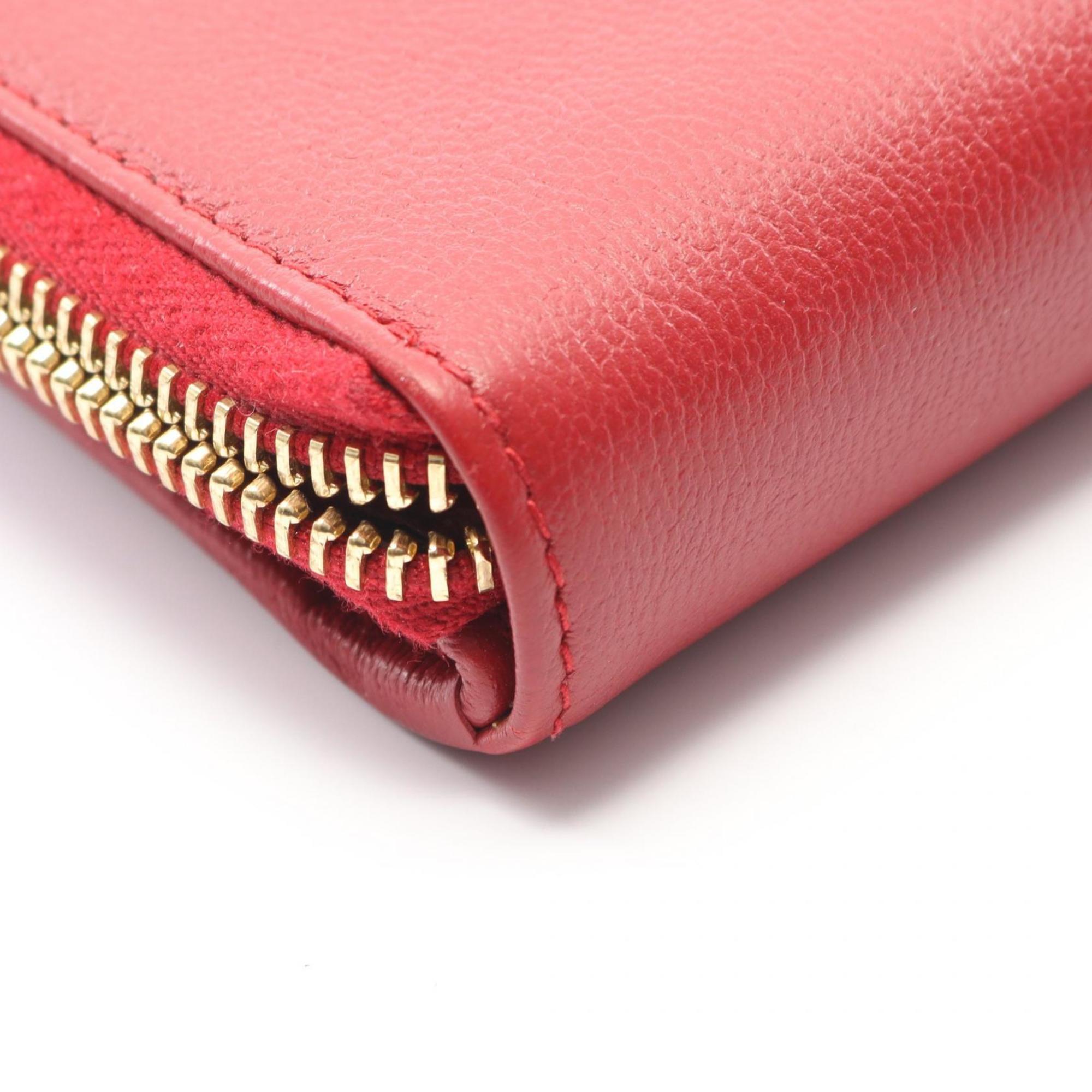 Yves Saint Laurent Red Color Leather Wallet (Bi-Fold) (Pre-Owned)