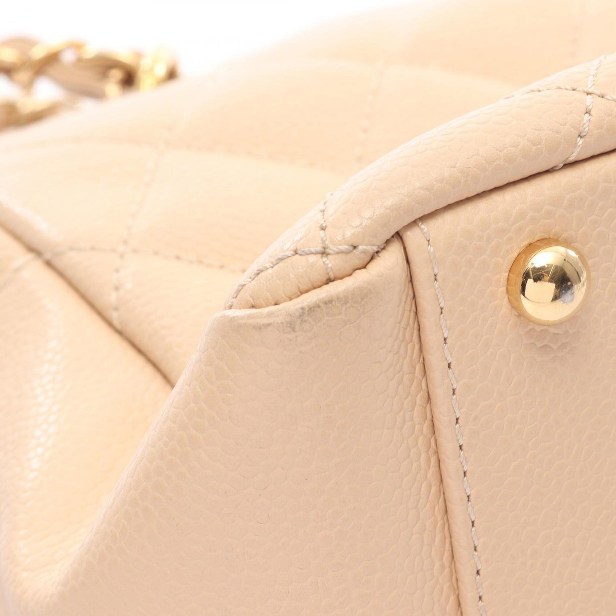 Chanel Beige Leather Handbag Shoulder Bag (Pre-Owned)