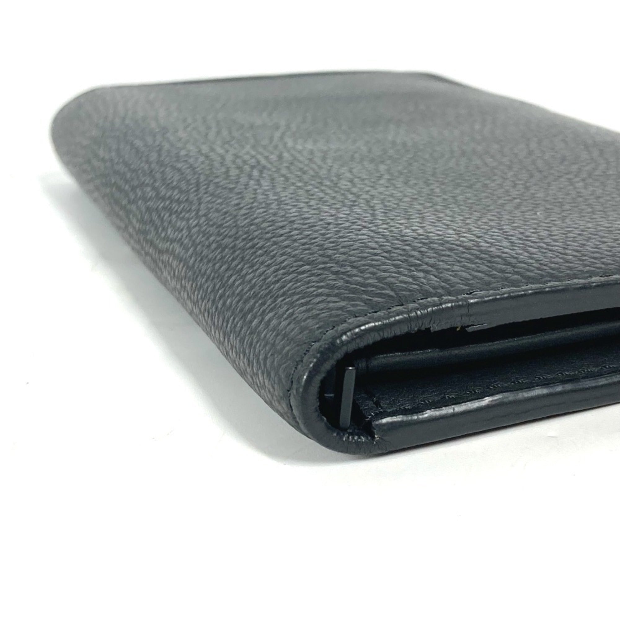 Louis Vuitton Black Leather Long Wallet (Bi-Fold) (Pre-Owned)