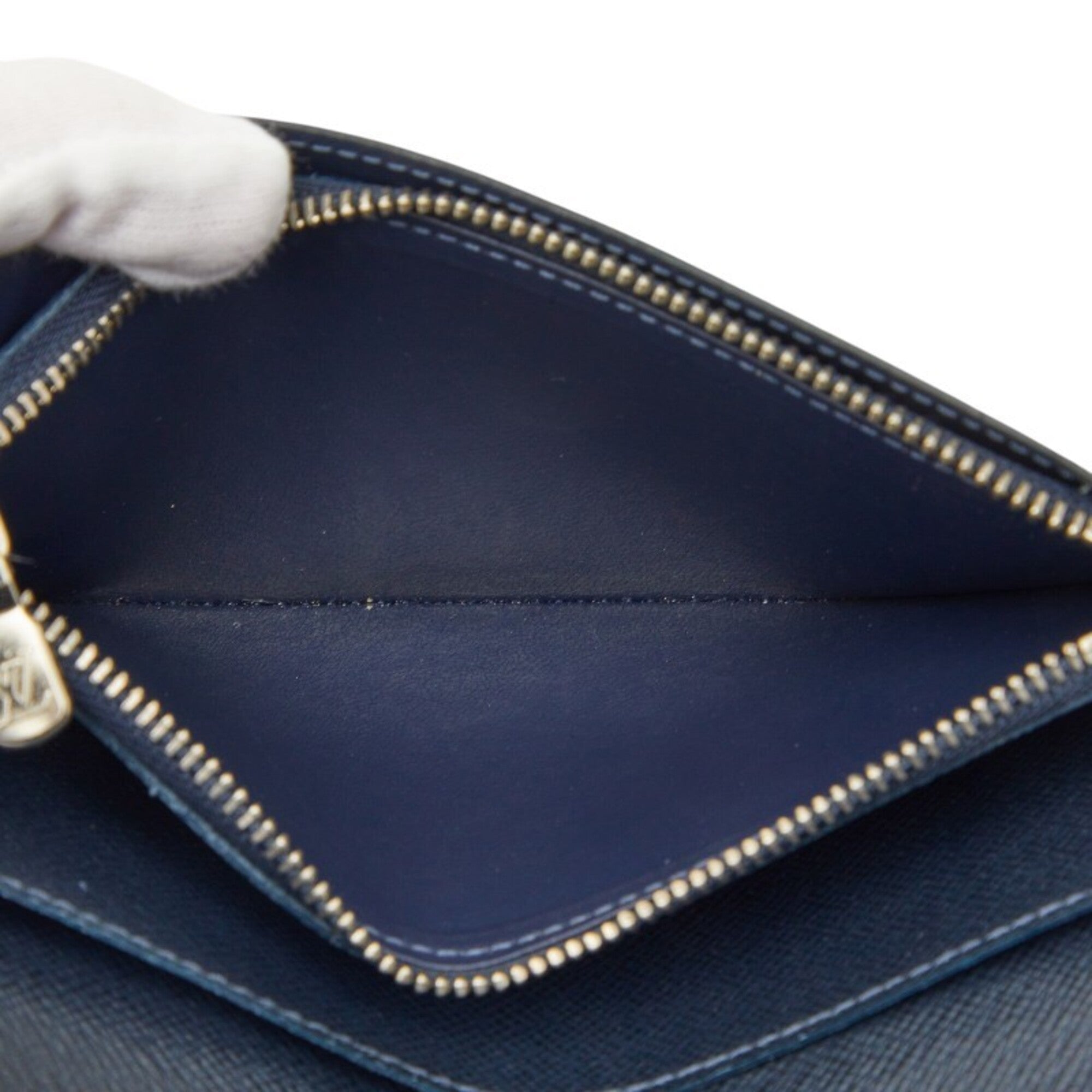 Louis Vuitton Blue Navy Blue Leather Long Bill Wallet (Bi-Fold) (Pre-Owned)