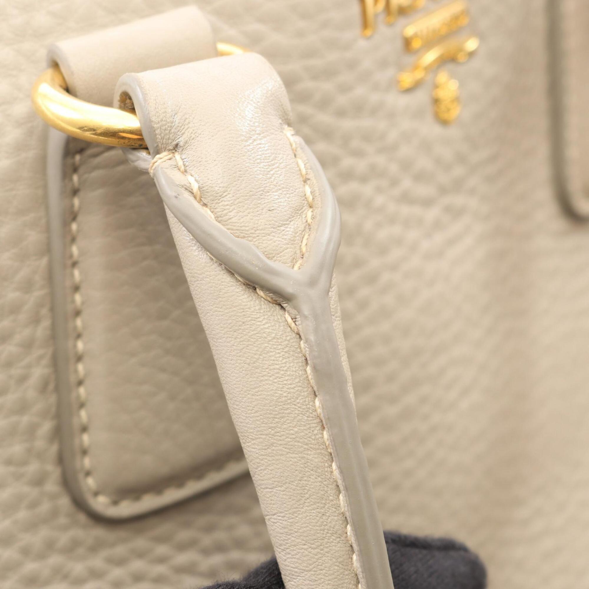 Prada Beige Leather Handbag Tote Bag (Pre-Owned)