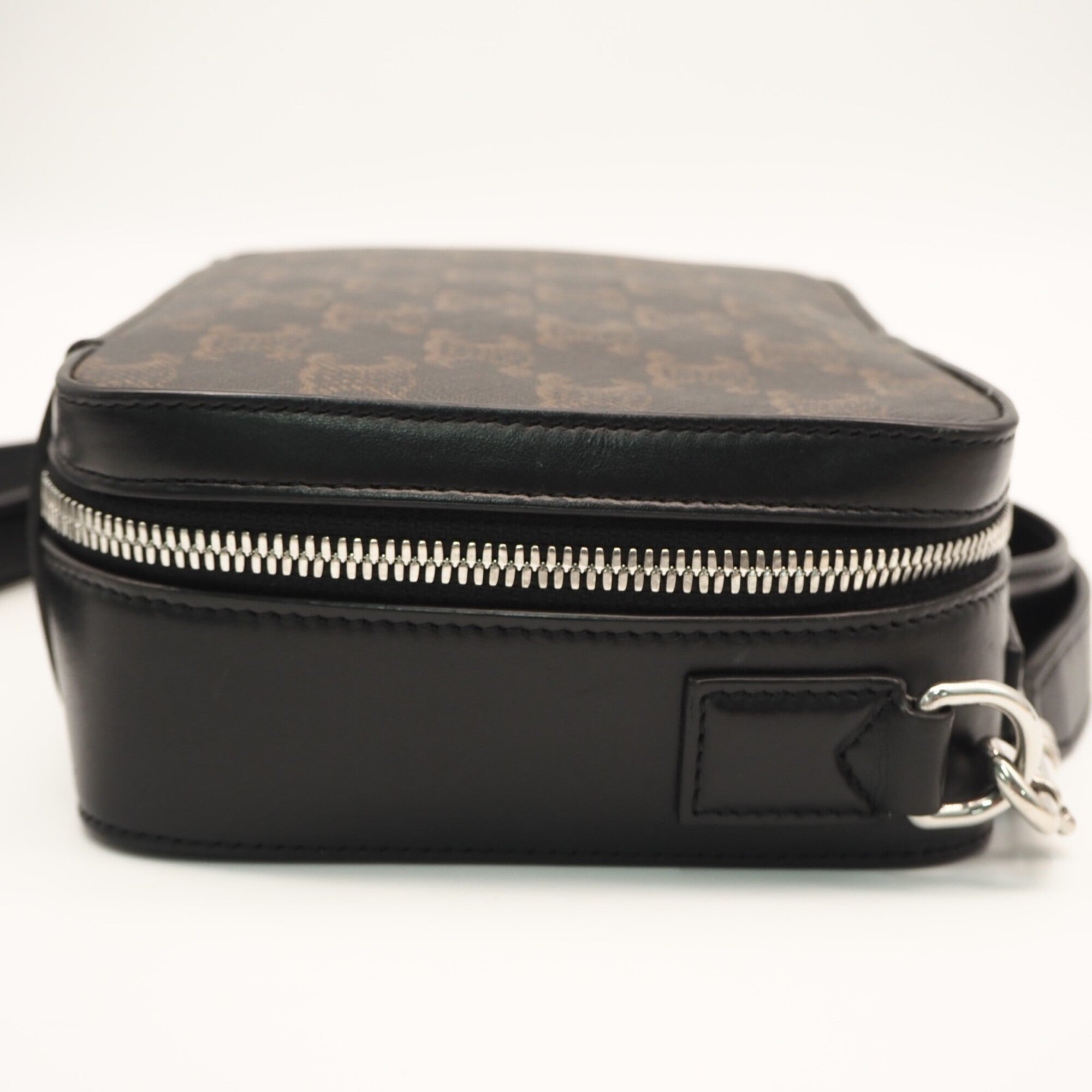 Celine Black Brown Coated Canvas Leather Shoulder Bag (Pre-Owned)