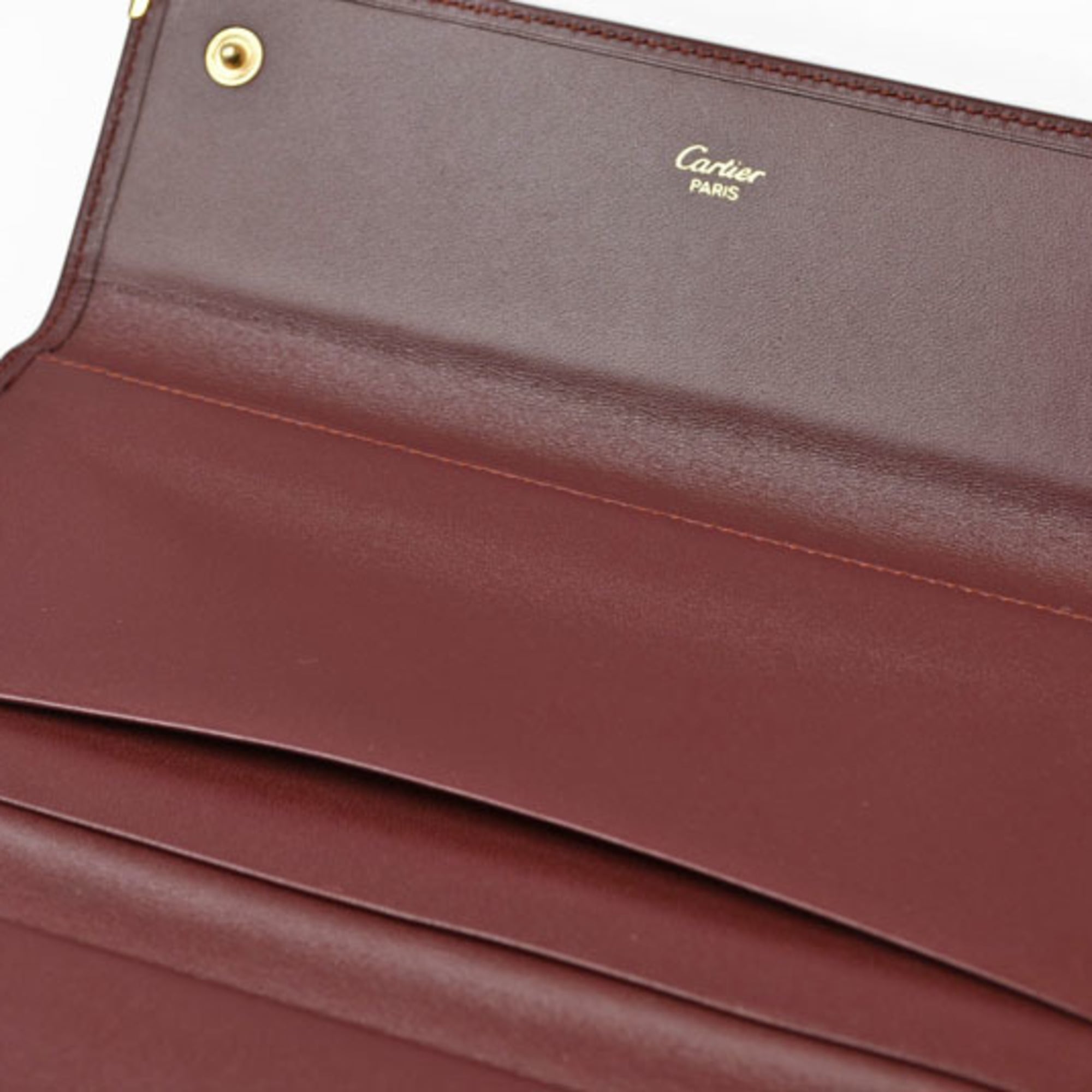 Cartier Must Bordeaux Leather Long Wallet (Bi-Fold) (Pre-Owned)