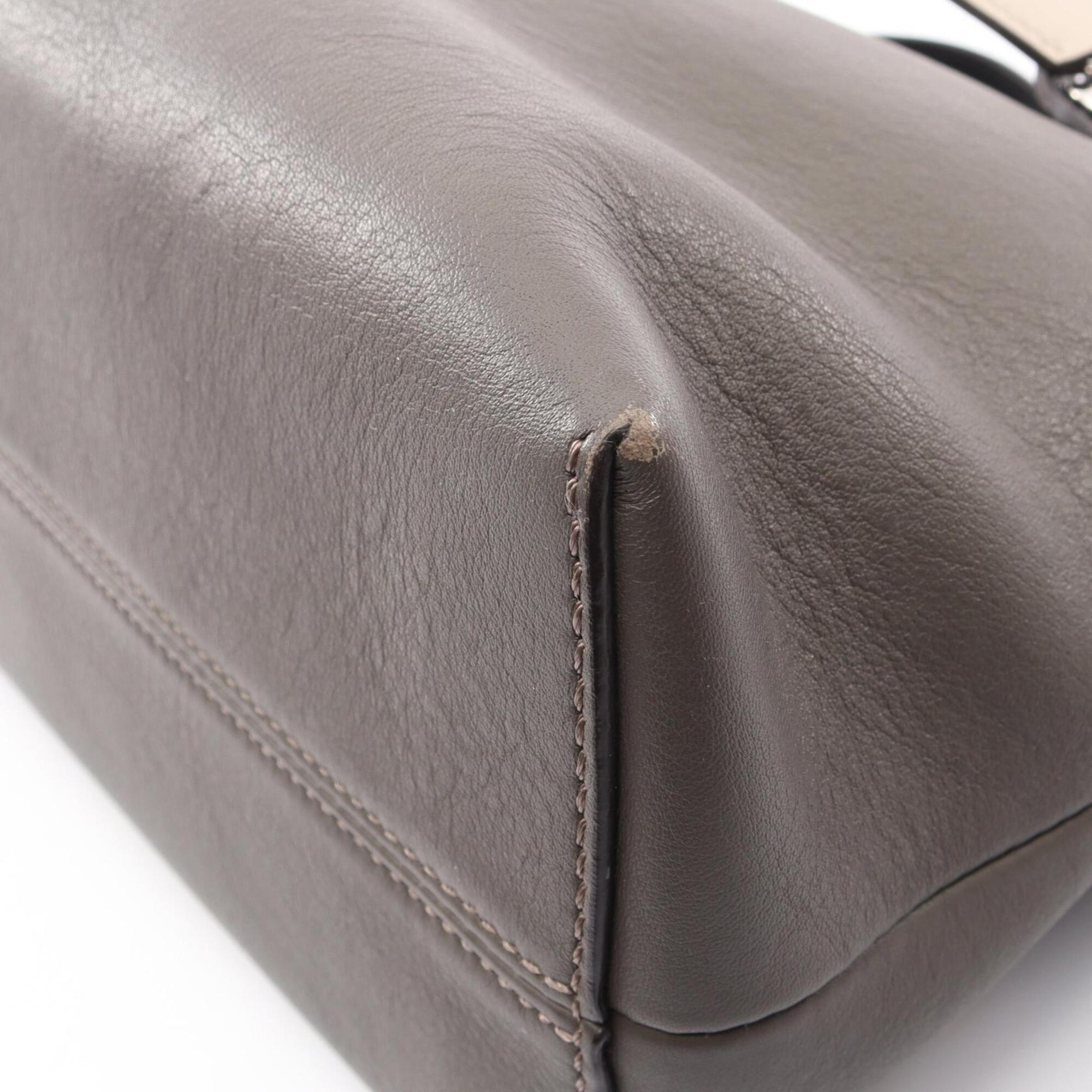Fendi Black Gray Leather Handbag (Pre-Owned)