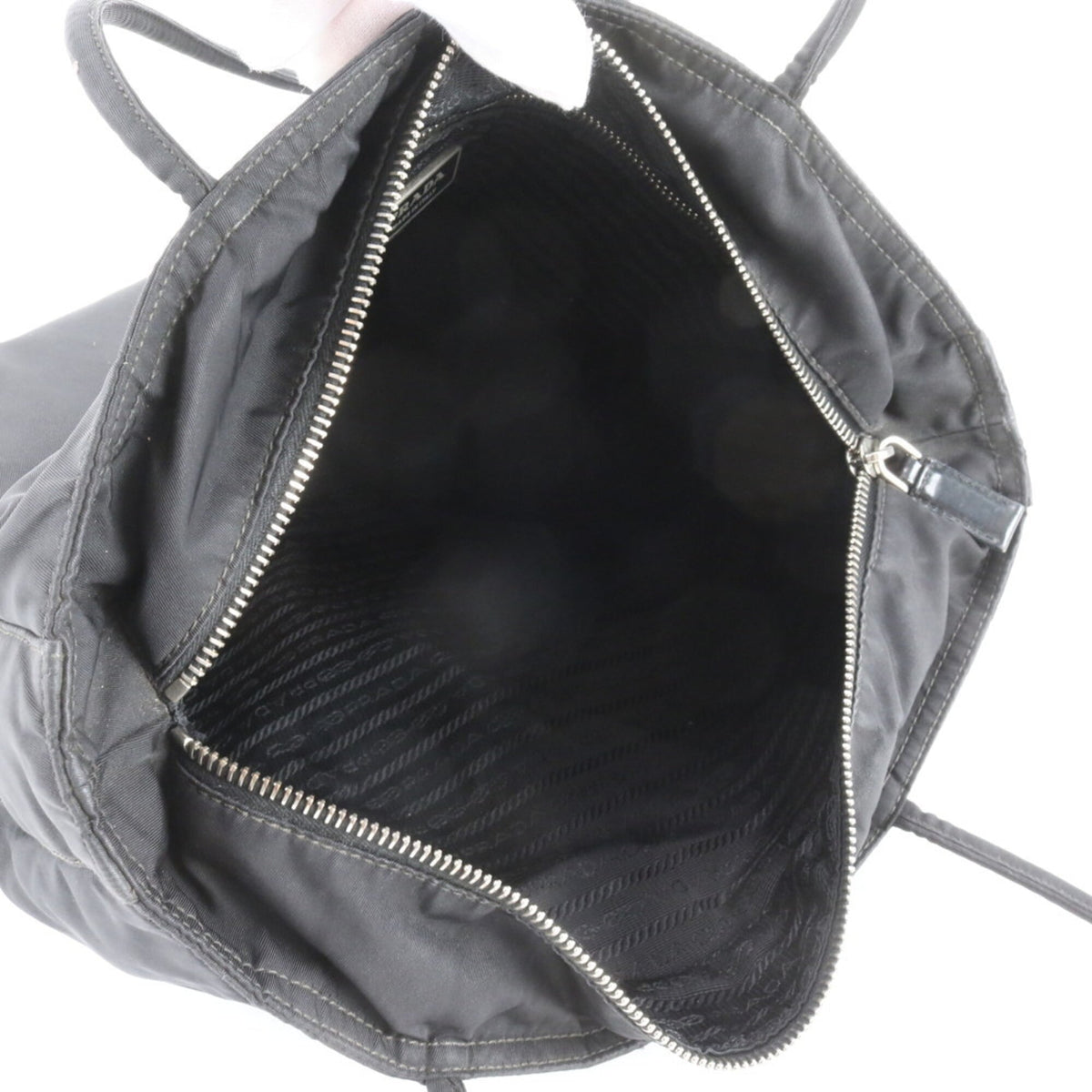 Prada Black Leather Nylon Shoulder Bag Tote Bag (Pre-Owned)