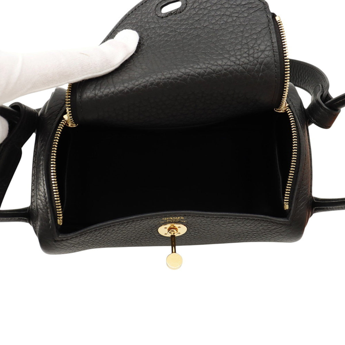 Hermes Lindy Black Taurillon Clemence Leather Shoulder Bag (Pre-Owned)