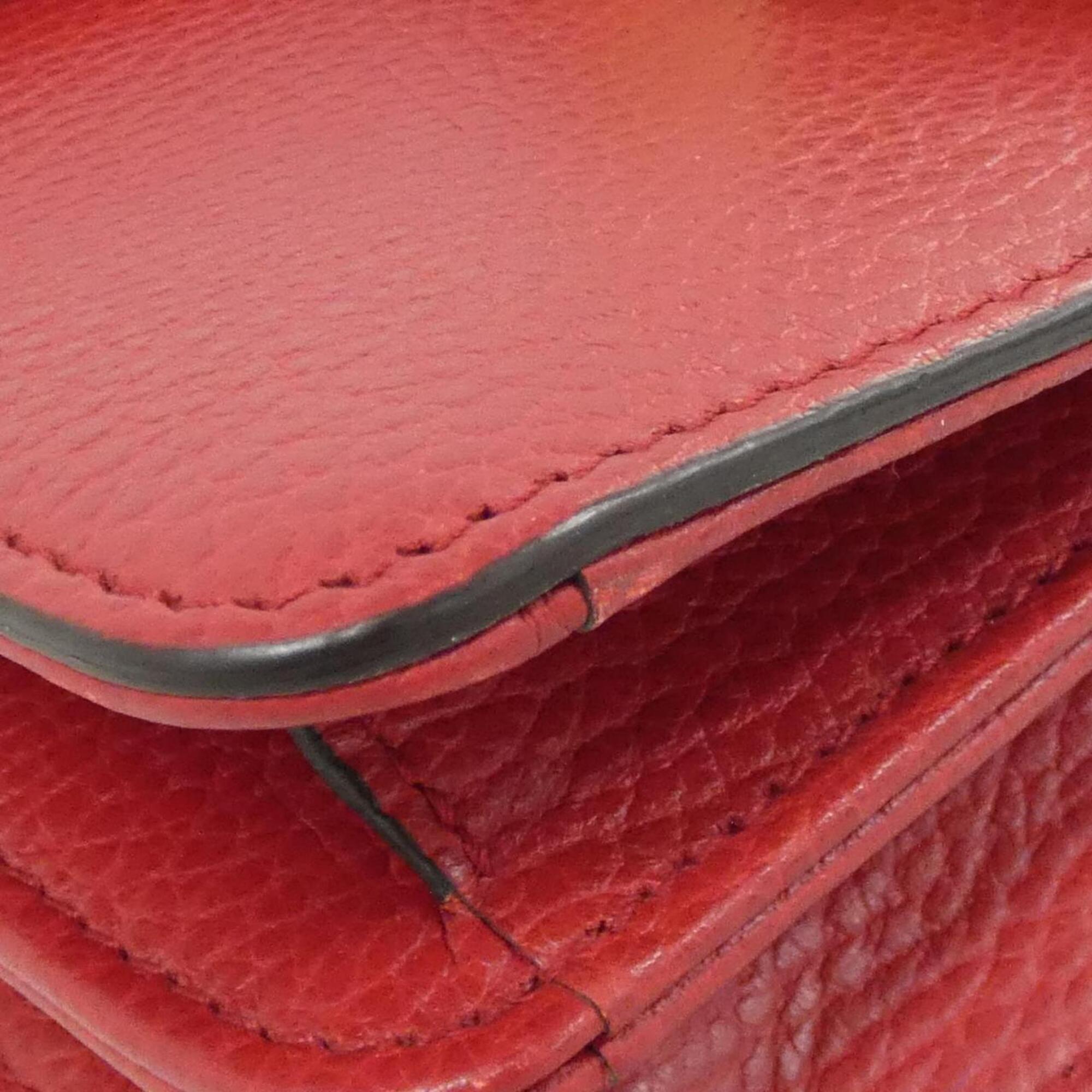 Gucci Red Color Leather Shoulder Bag (Pre-Owned)