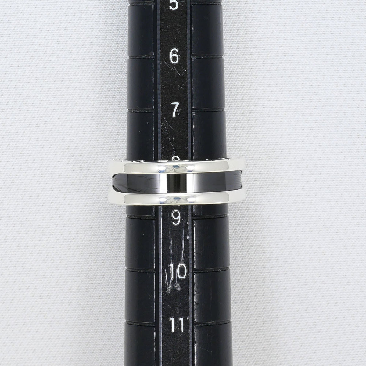 Bvlgari Silver Black Ceramic Silver 925 Band Ring (Pre-Owned)