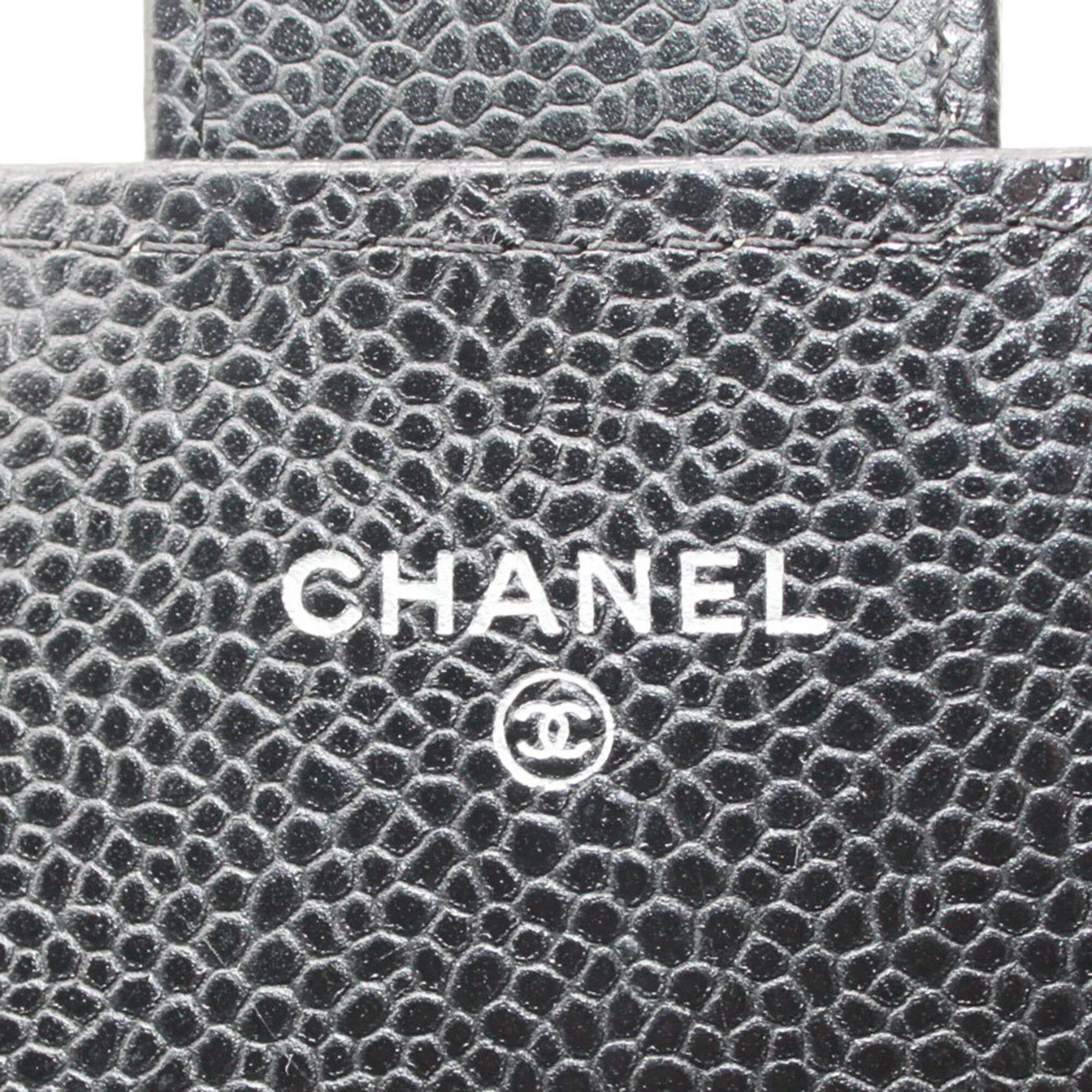 Chanel Matelasse Black Grained Calfskin Long Wallet (Bi-Fold) (Pre-Owned)