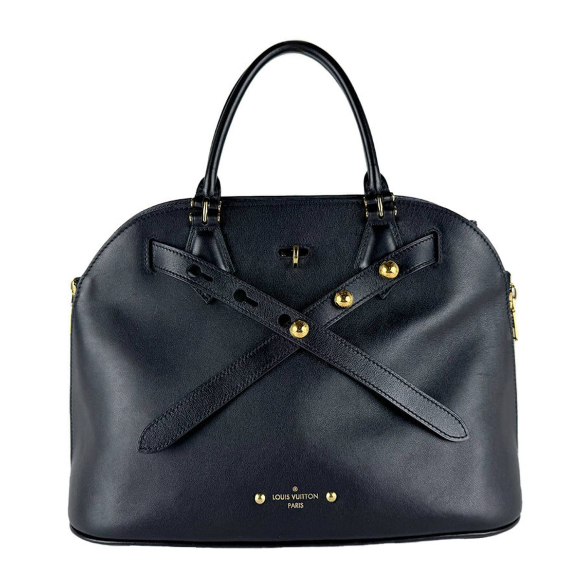 Louis Vuitton Noir Leather Handbag Shoulder Bag (Pre-Owned)