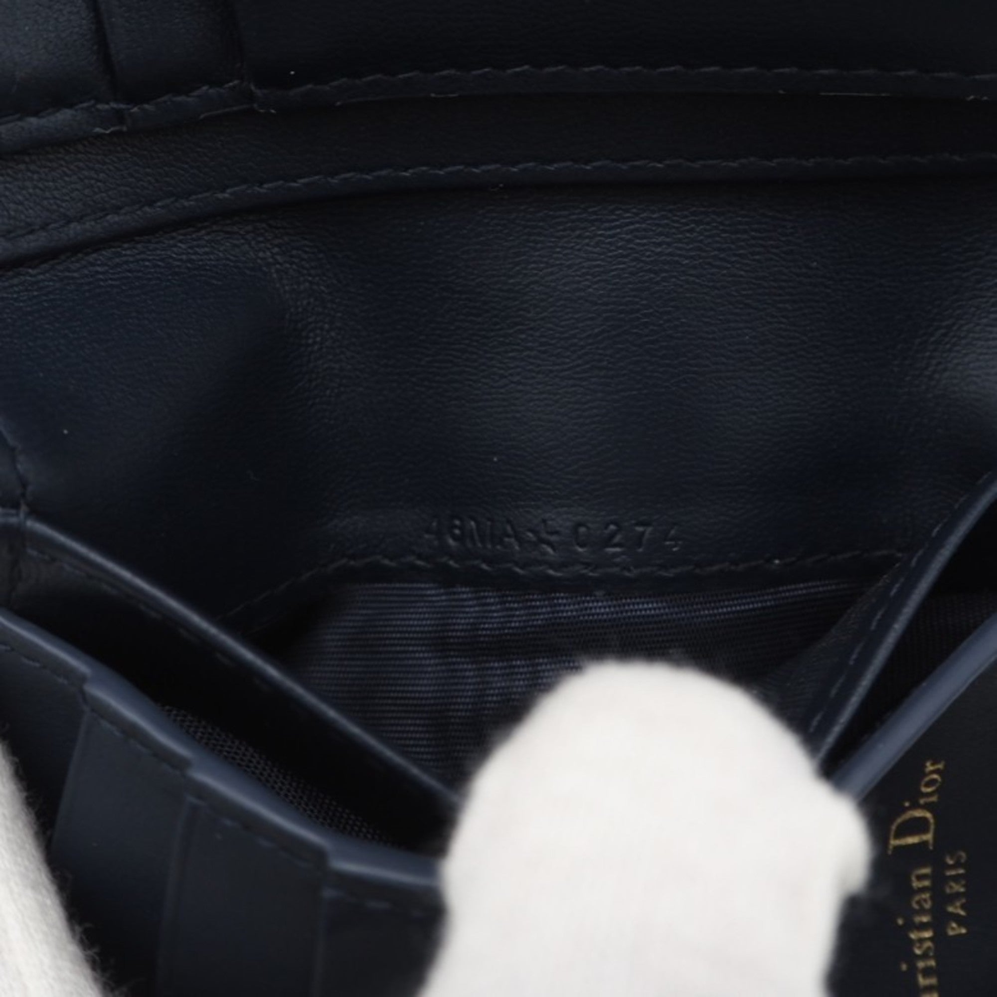Christian Dior Navy White Cotton Leather Wallet (Bi-Fold) (Pre-Owned)