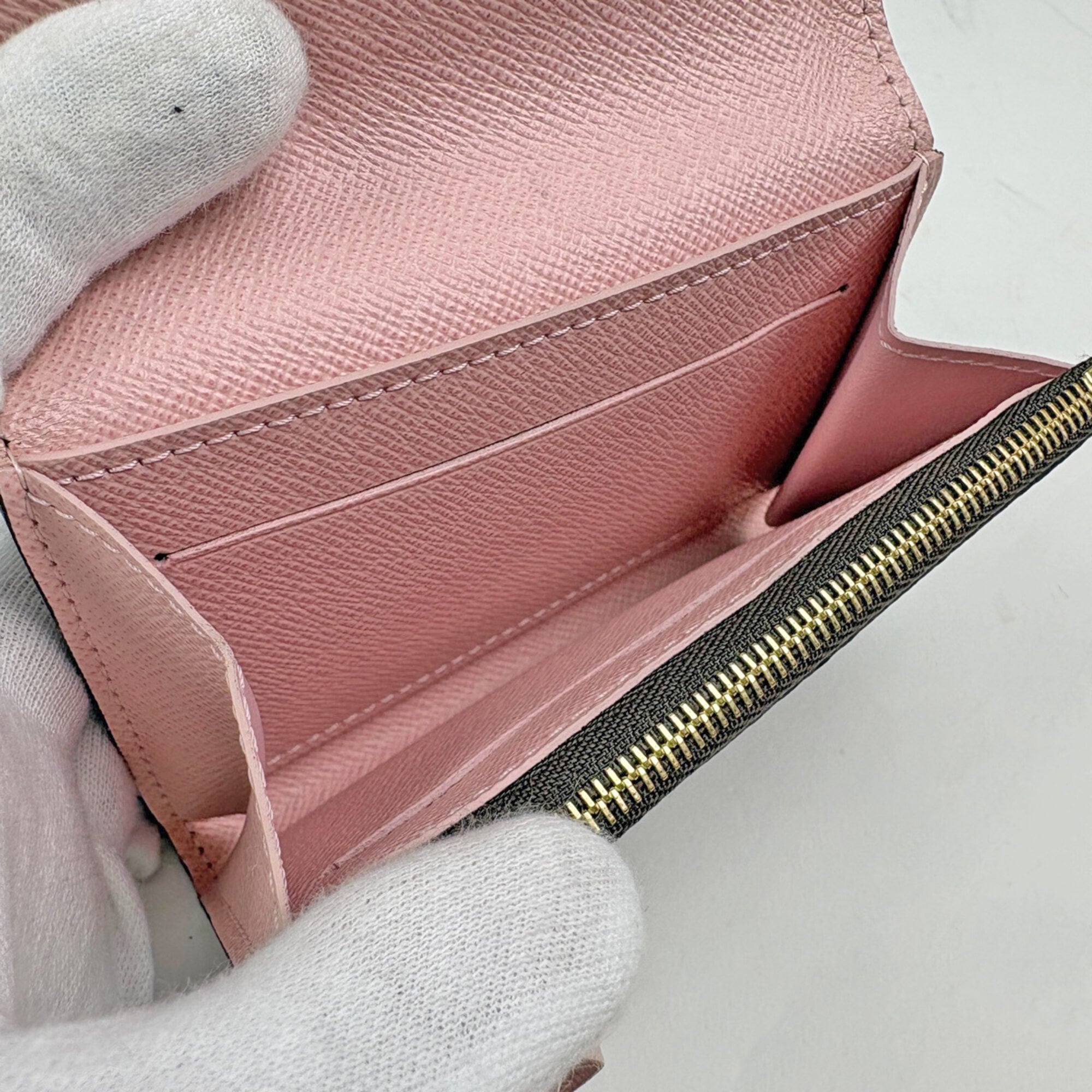 Louis Vuitton Brown Pink Rose Ballerine Damier Canvas Coin Purse/Coin Case (Pre-Owned)