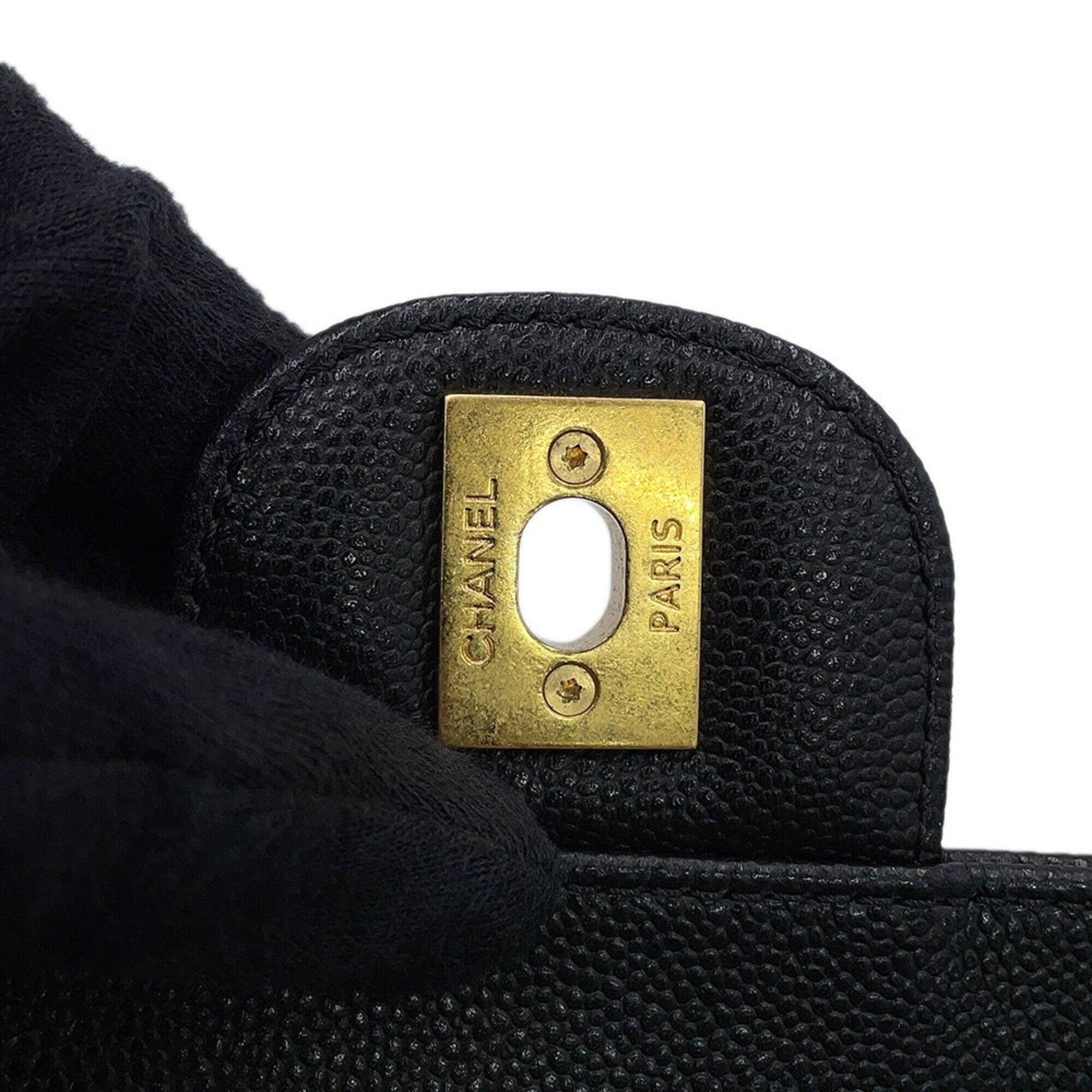 Chanel Matelasse Black Grained Calfskin Handbag Shoulder Bag (Pre-Owned)