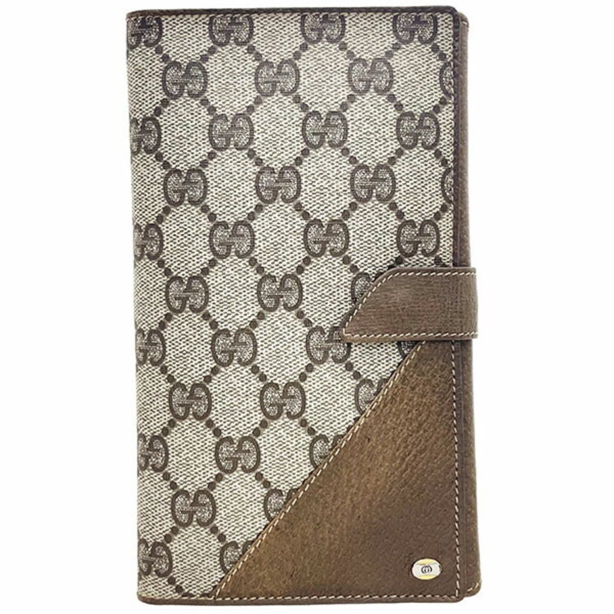Gucci Beige Brown Pvc Leather Long Wallet (Bi-Fold) (Pre-Owned)