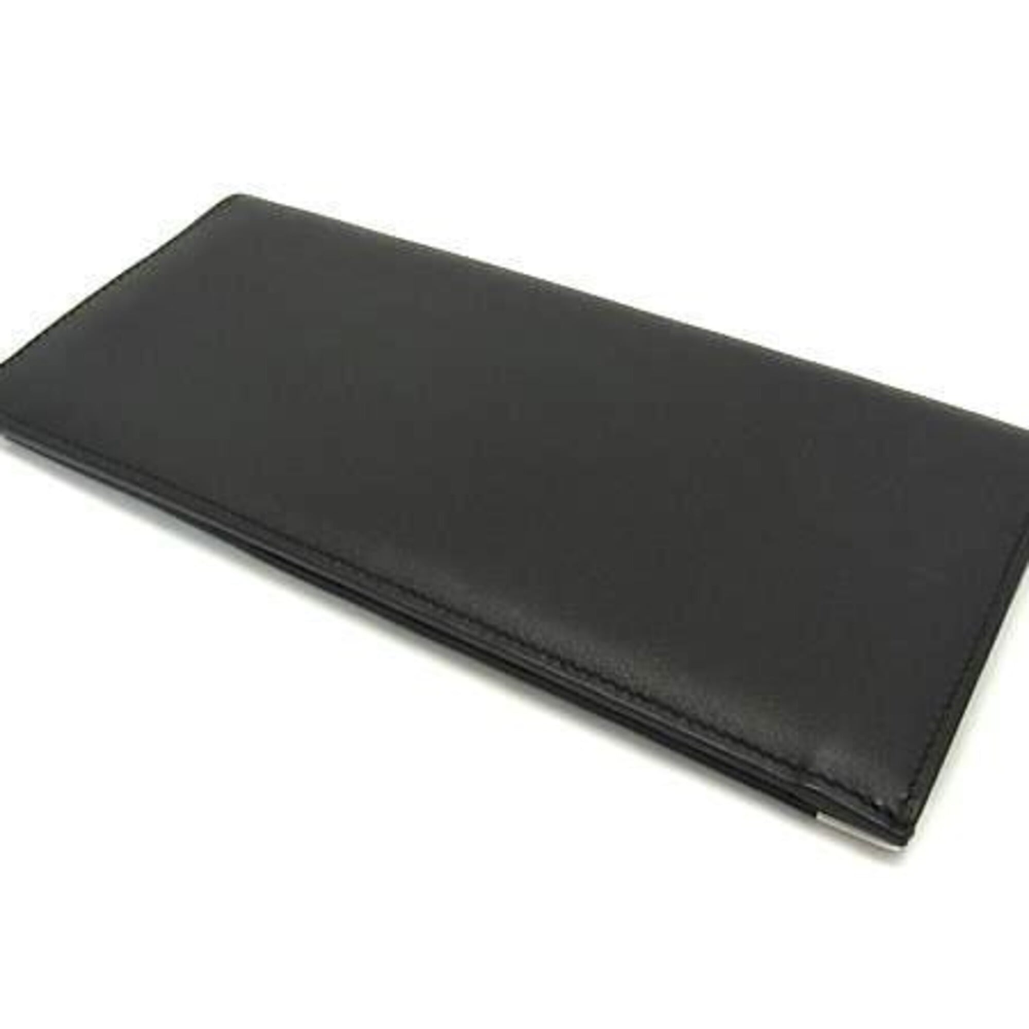 Cartier Cabochon Black Leather Long Wallet (Bi-Fold) (Pre-Owned)