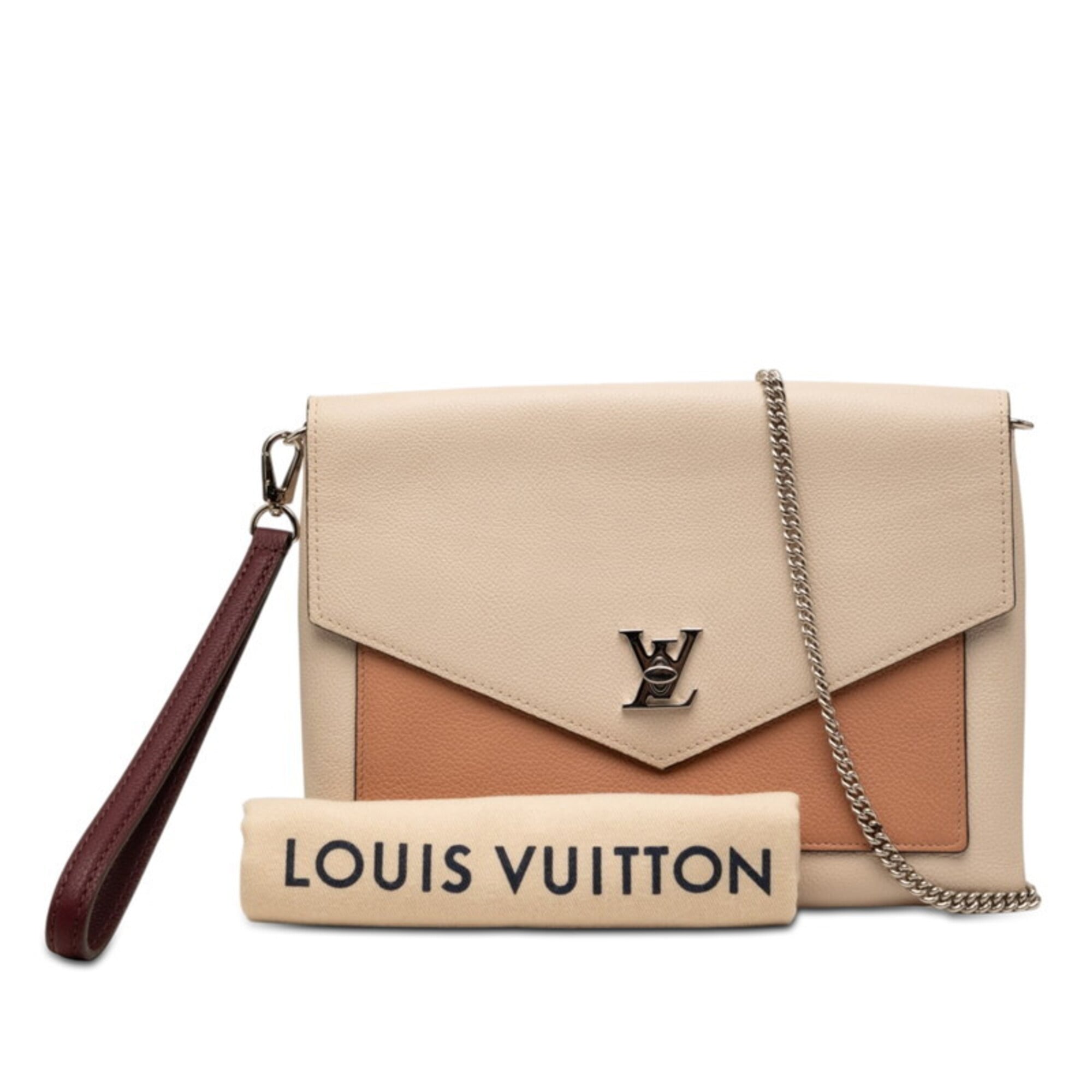 Louis Vuitton Beige Leather Clutch Bag Pochette Shoulder Bag (Pre-Owned)