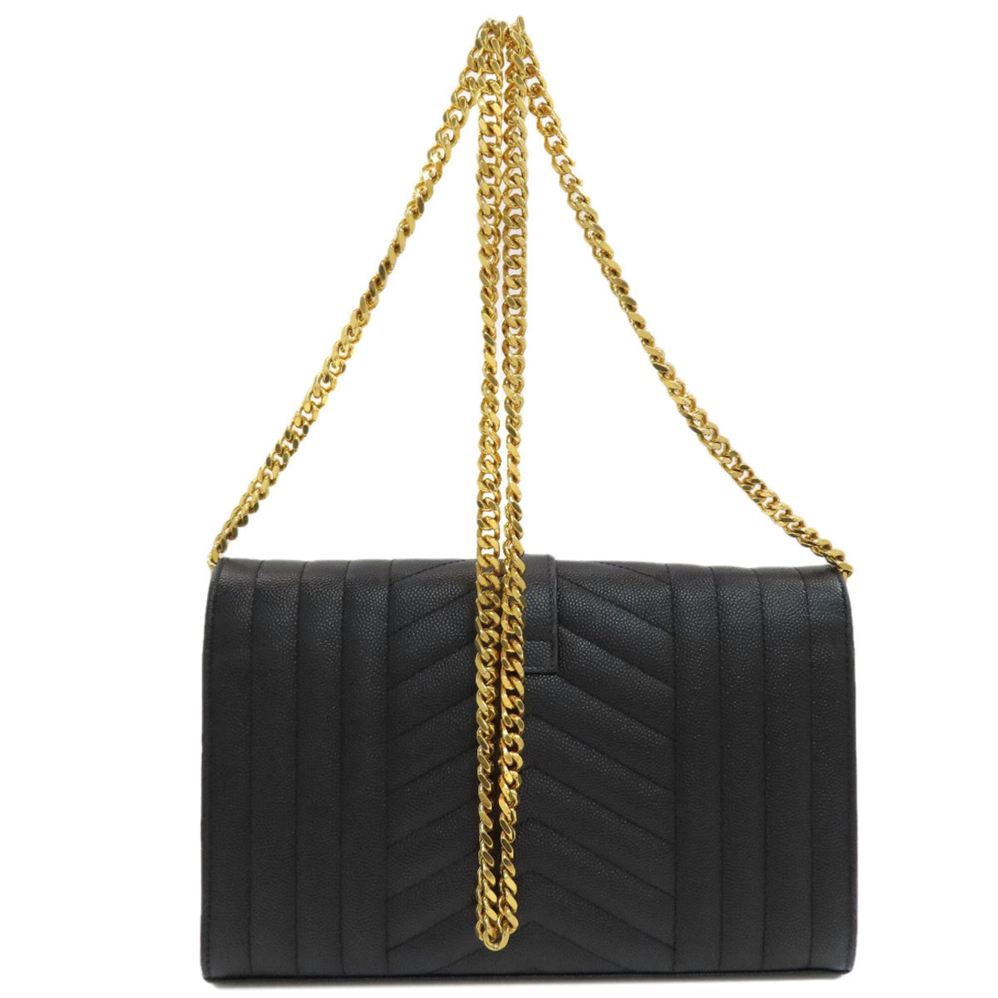 Yves Saint Laurent Black Leather Chain/Shoulder Wallet (Pre-Owned)