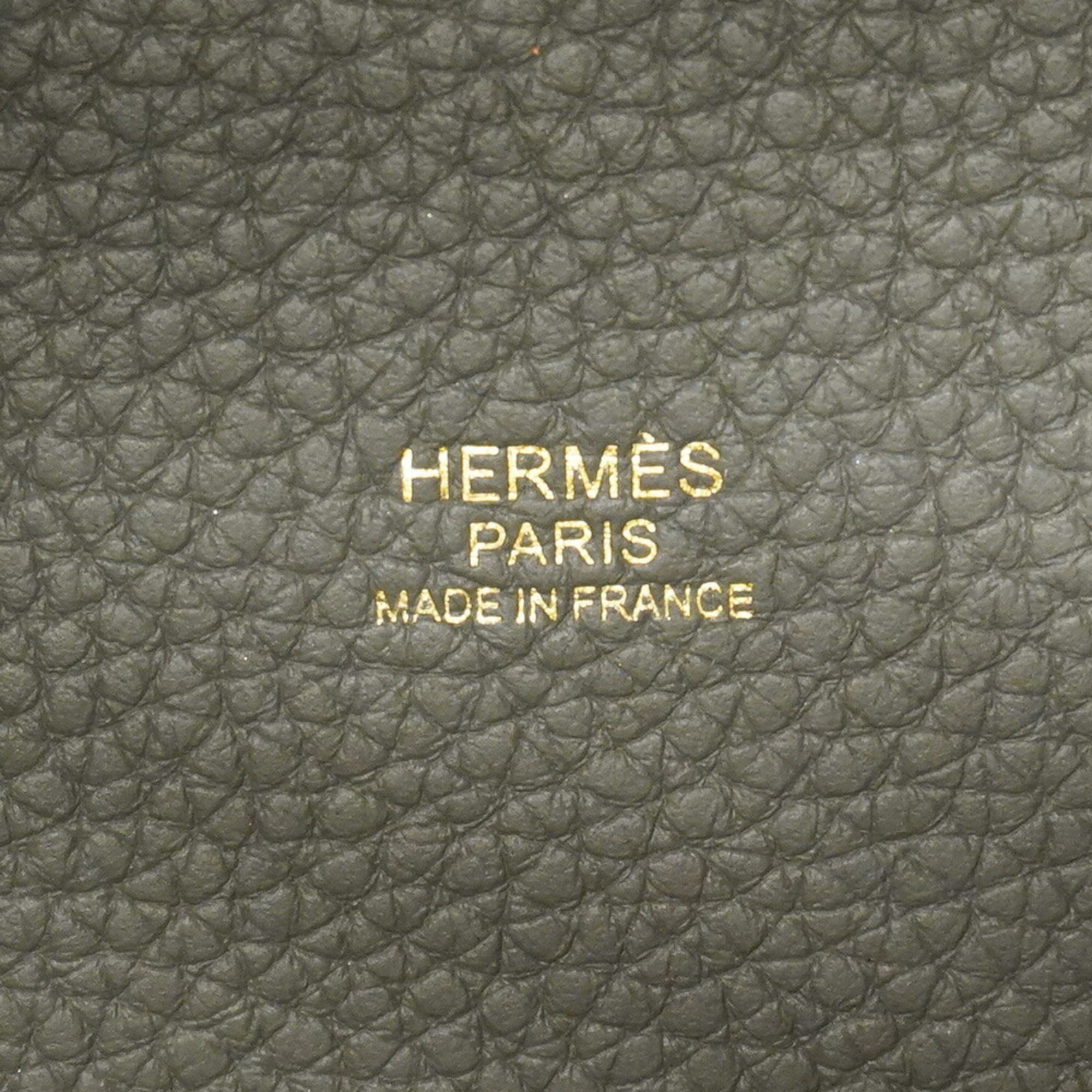 Hermes Gray Taurillon Clemence Leather Handbag (Pre-Owned)