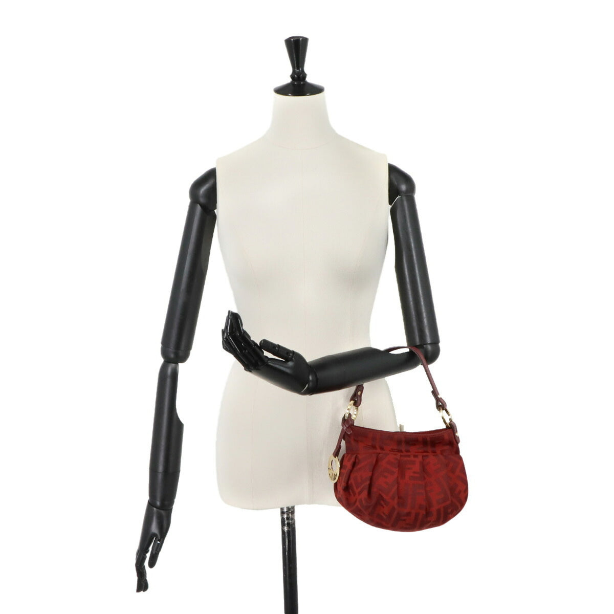 Fendi Red Color Canvas Leather Handbag (Pre-Owned)