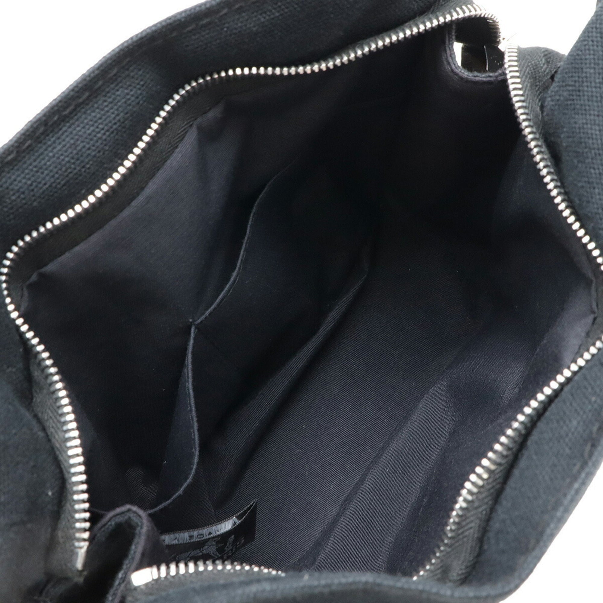 Hermes Deauville Black Canvas Leather Pouch (Pre-Owned)