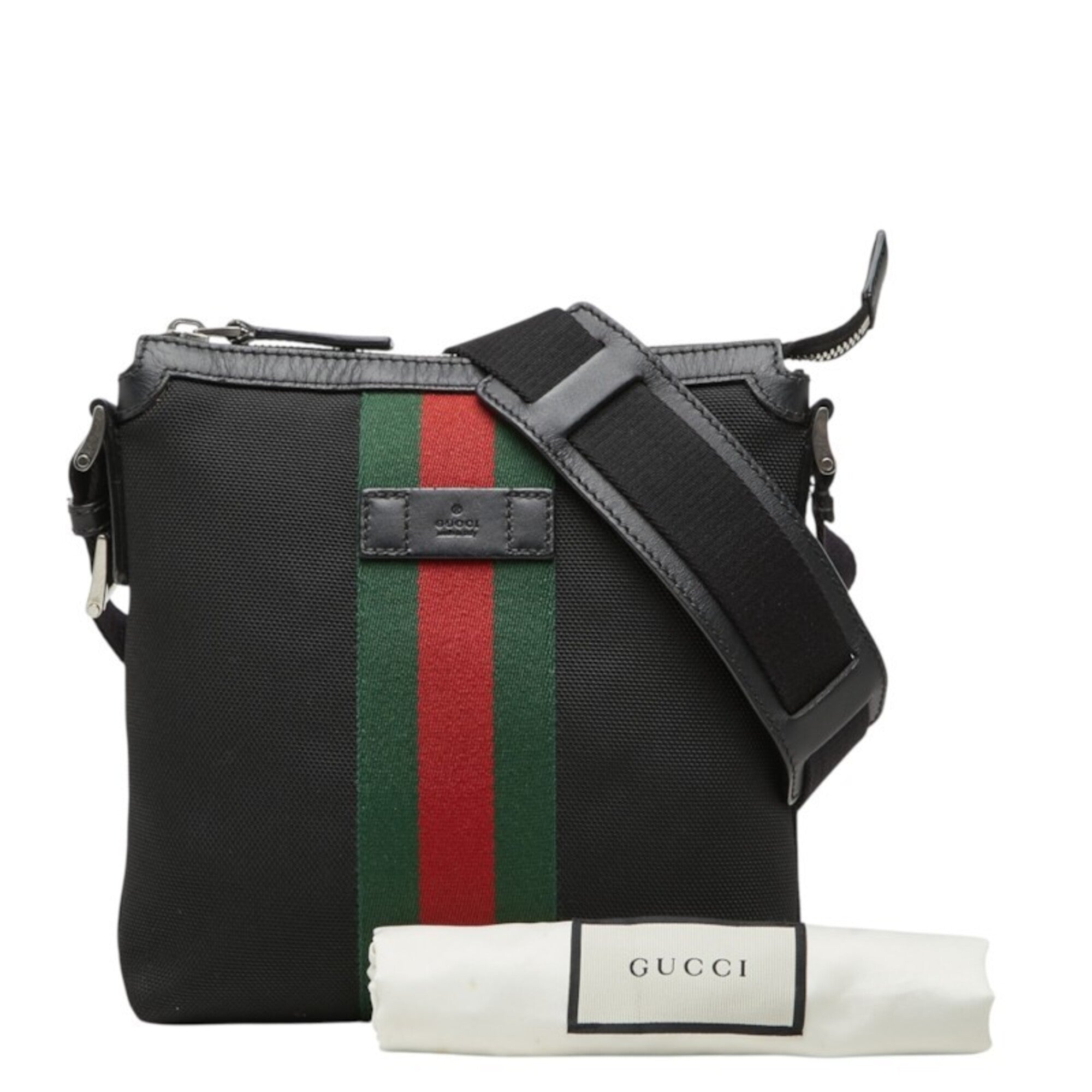 Gucci Black Canvas Leather Shoulder Bag (Pre-Owned)