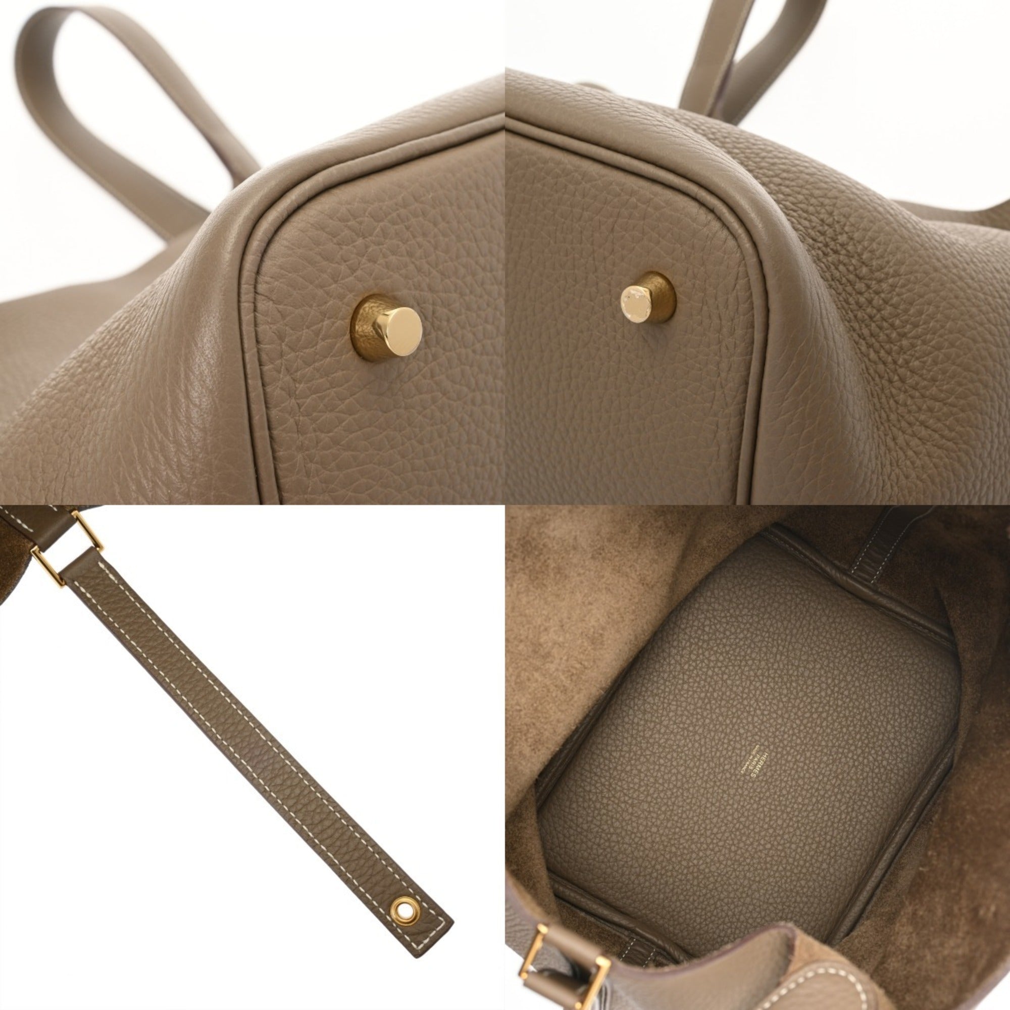 Hermes Etoupe Gray Taurillon Clemence Leather Handbag (Pre-Owned)