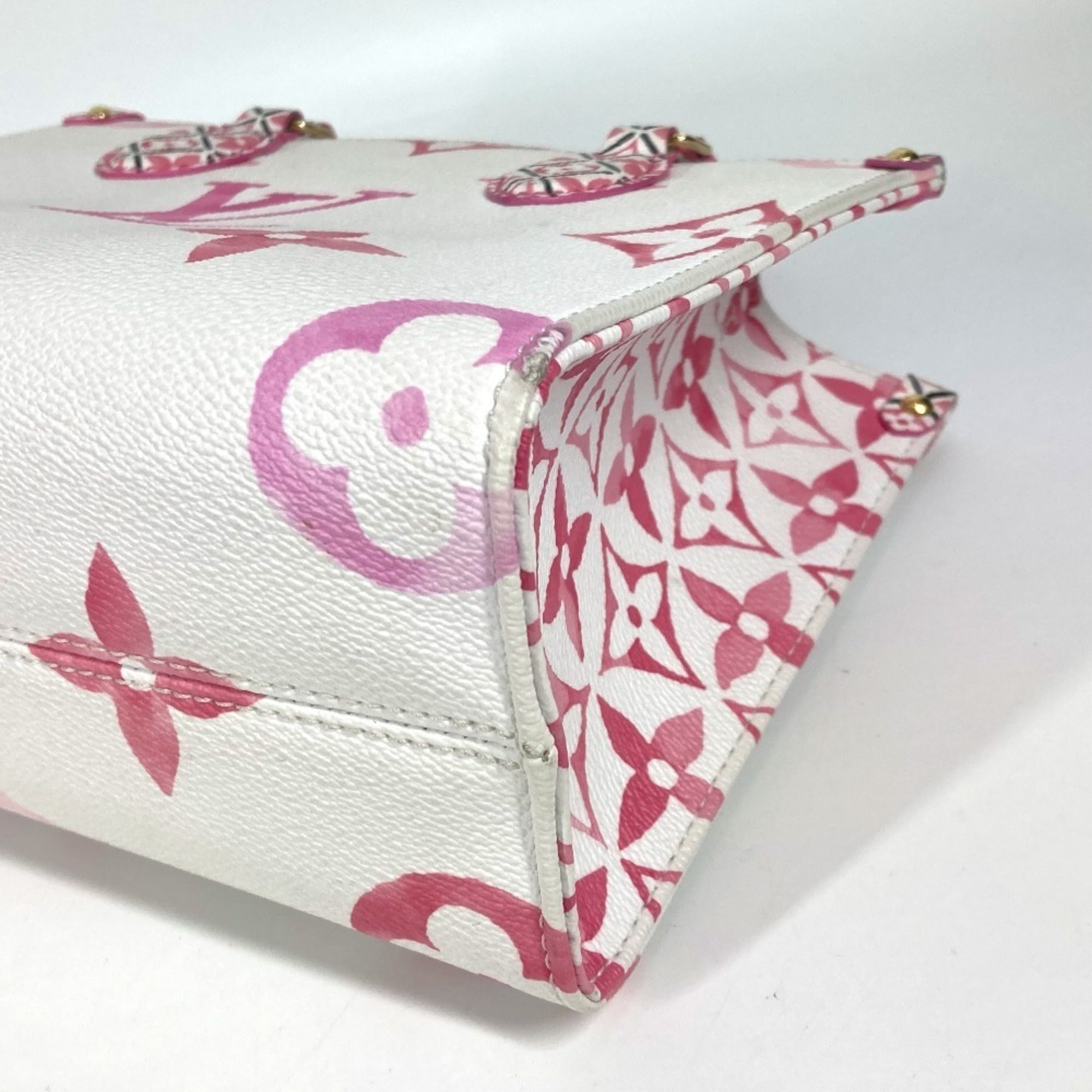 Louis Vuitton Pink White Monogram Handbag Shoulder Bag Tote Bag (Pre-Owned)
