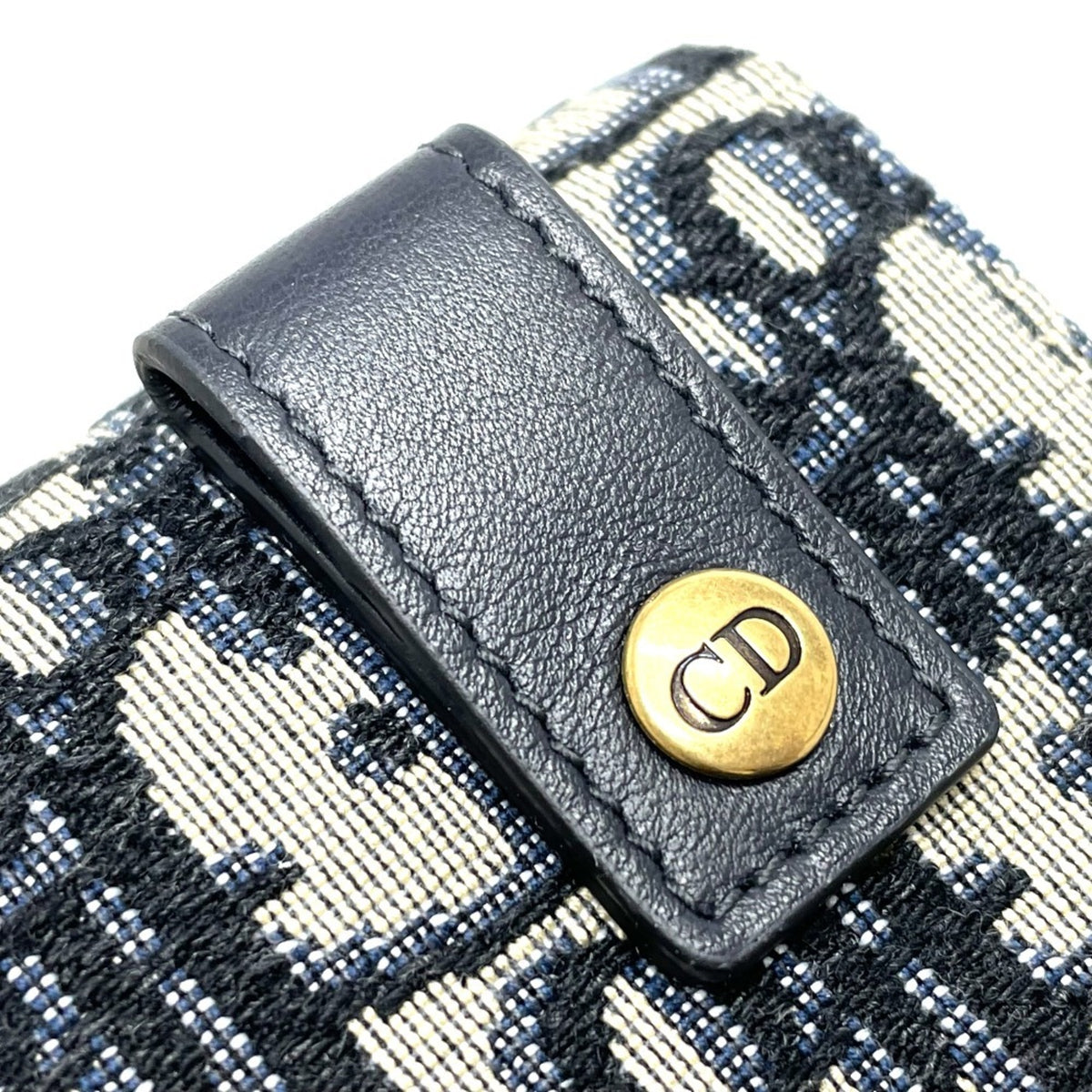 Christian Dior Navy Leather Canvas Fanny Pack Sling Bag (Pre-Owned)