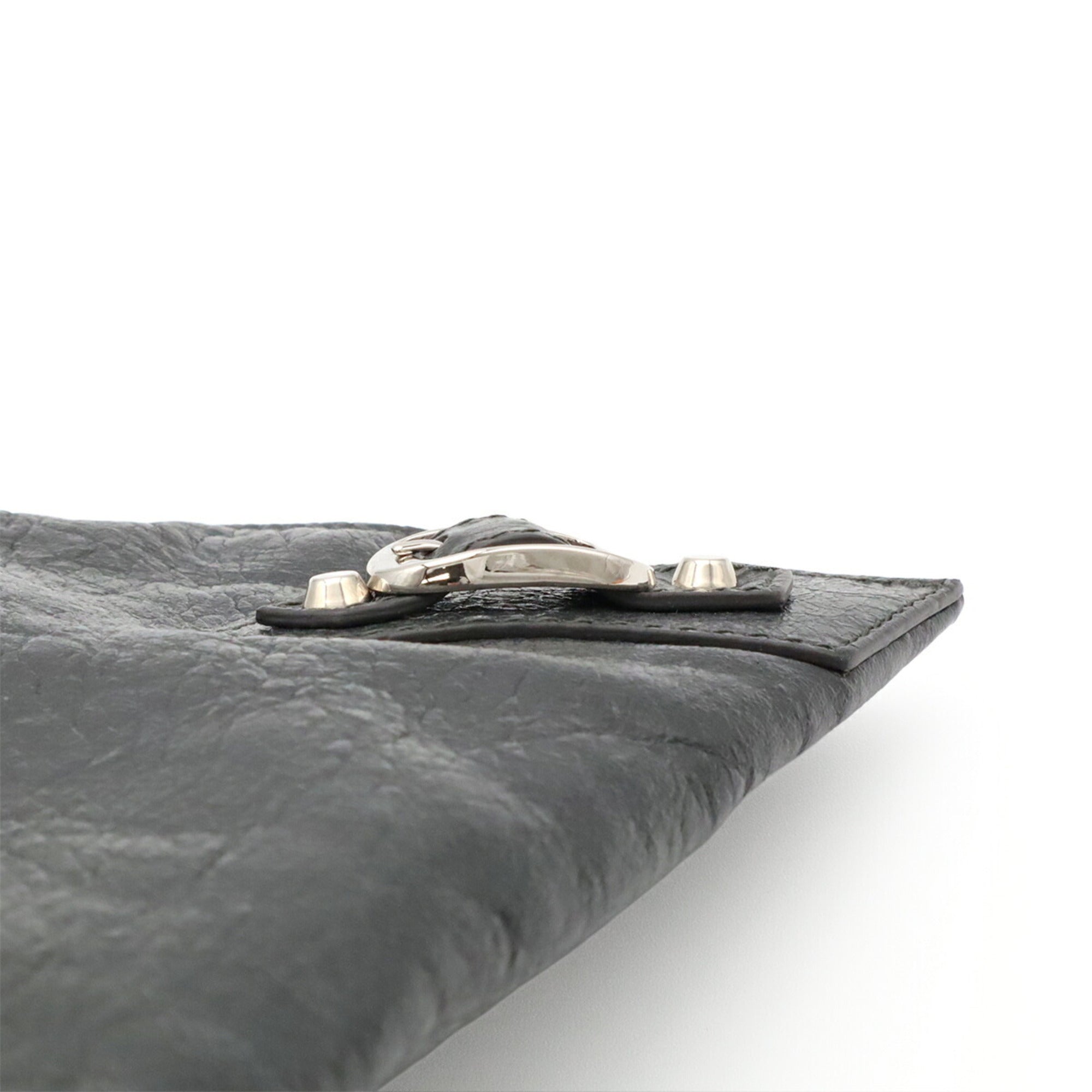 Balenciaga Dark Gray Leather Handbag Pouch (Pre-Owned)