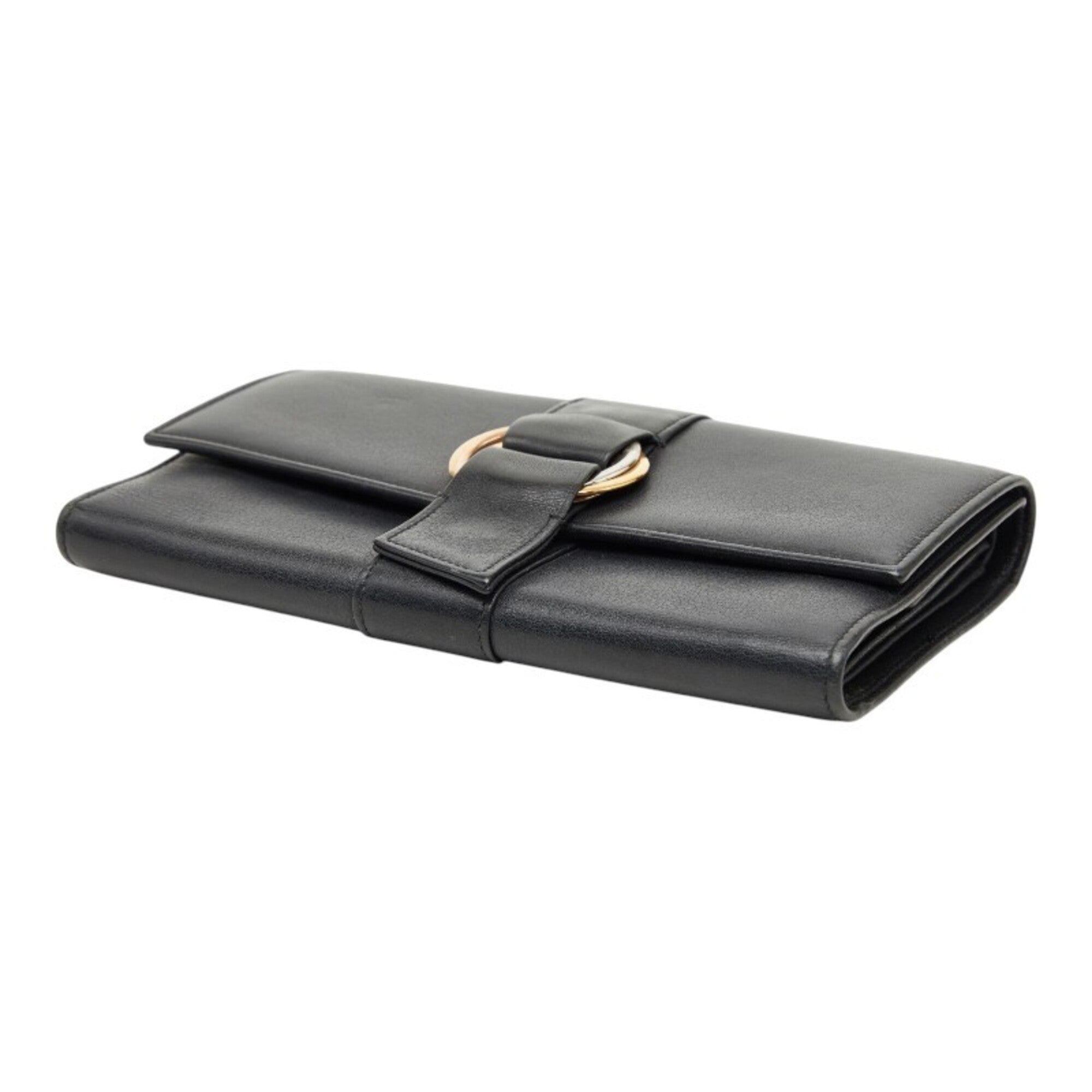 Cartier Black Leather Long Wallet (Tri-Fold) (Pre-Owned)
