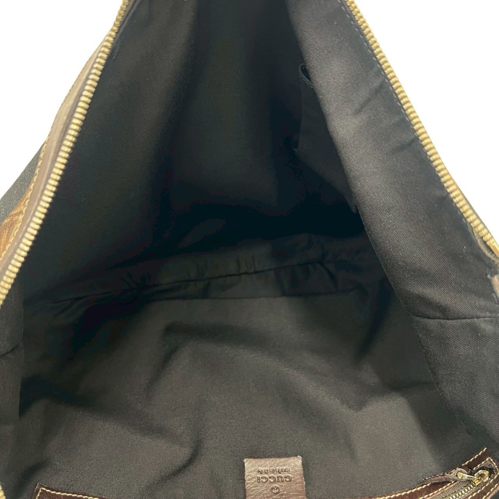 Gucci Black Canvas Leather Handbag Shoulder Bag Tote Bag (Pre-Owned)