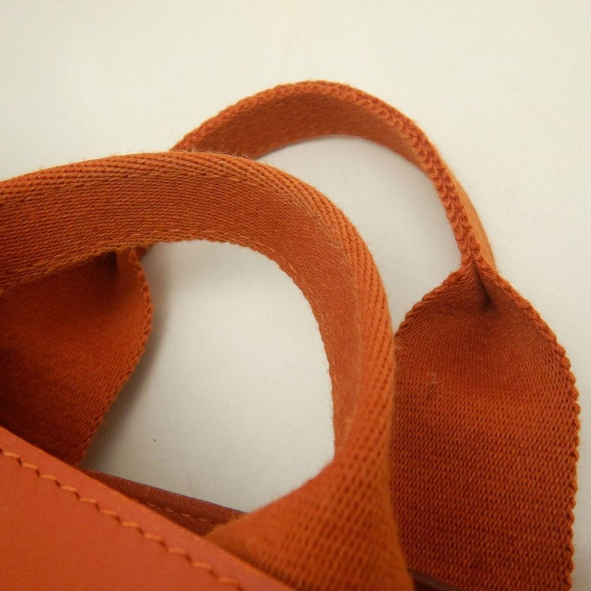 Hermes Orange Toile Chevron Leather Handbag (Pre-Owned)