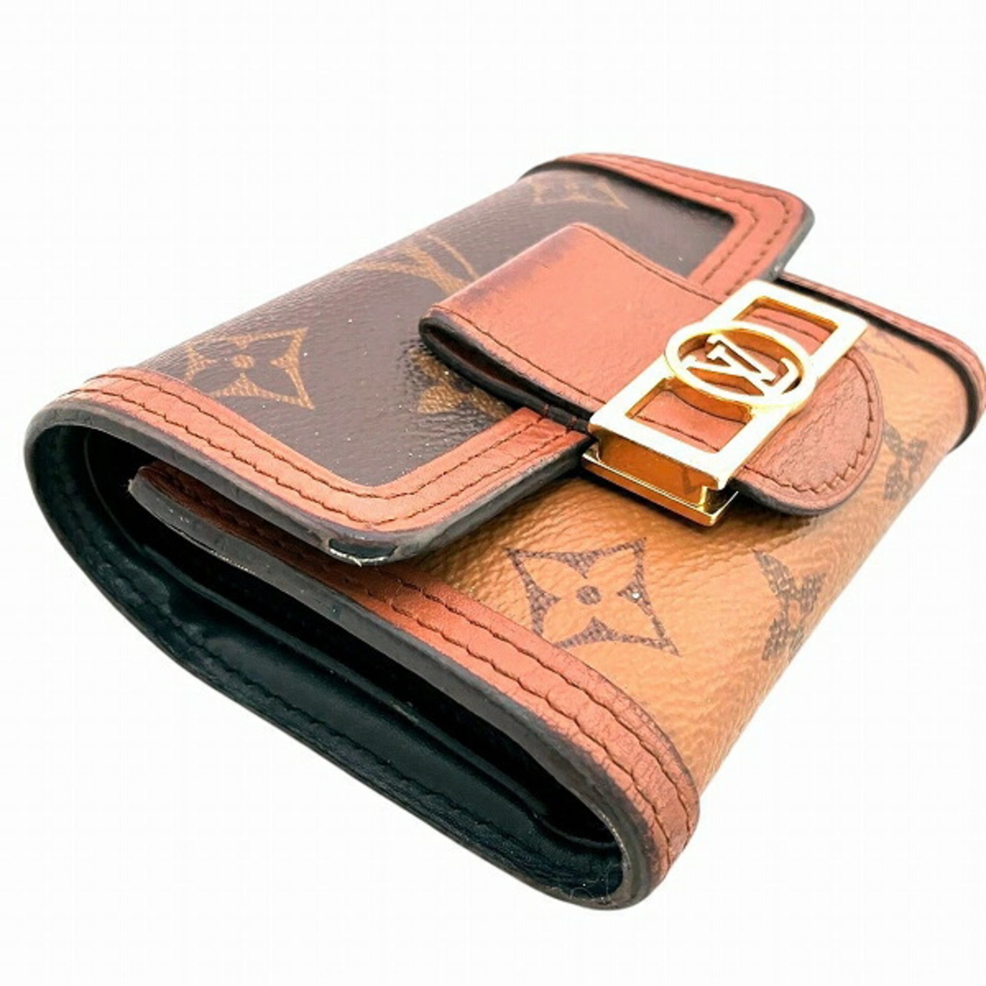 Louis Vuitton Monogram Reverse Brown Leather Wallet (Tri-Fold) (Pre-Owned)