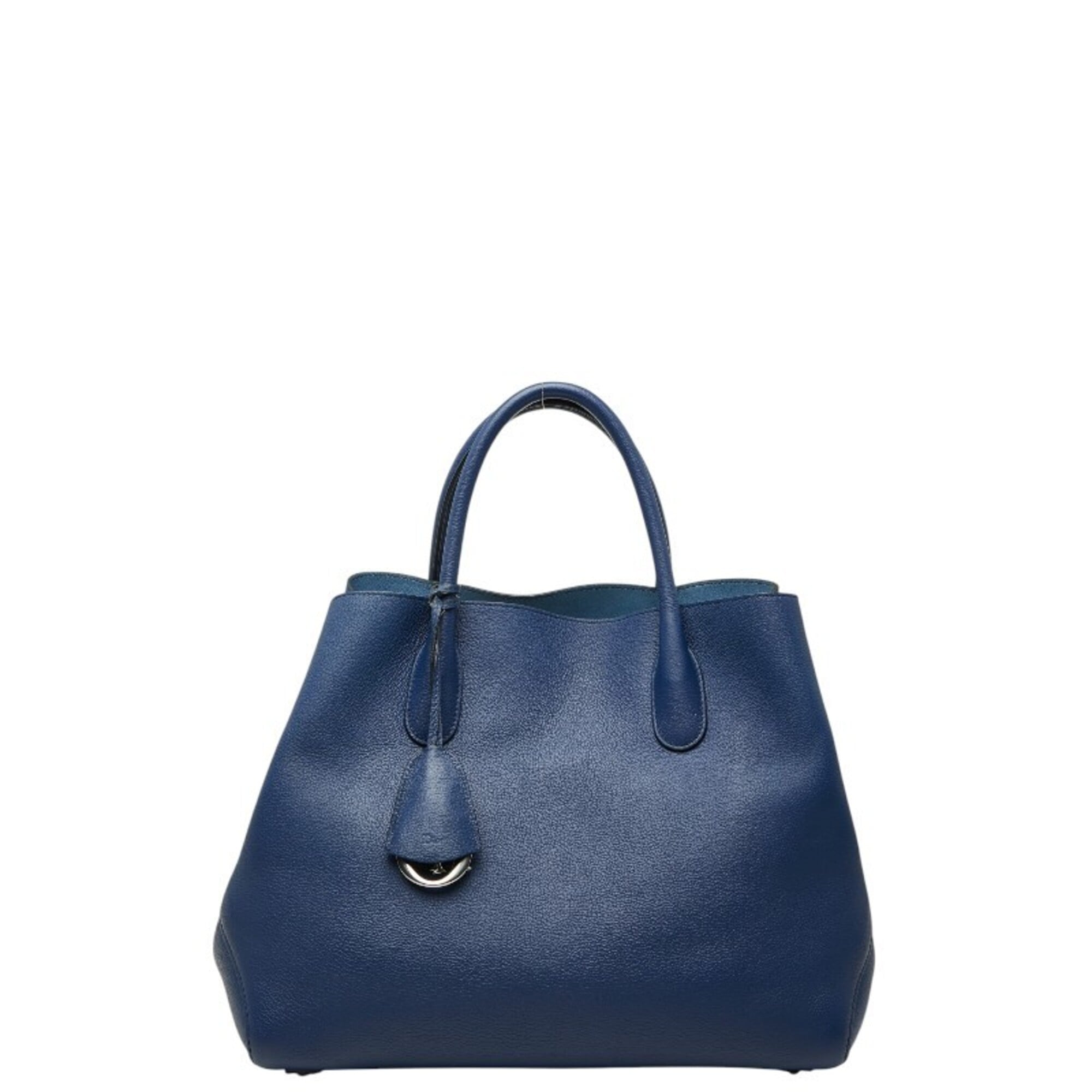 Christian Dior Navy Leather Handbag Tote Bag (Pre-Owned)