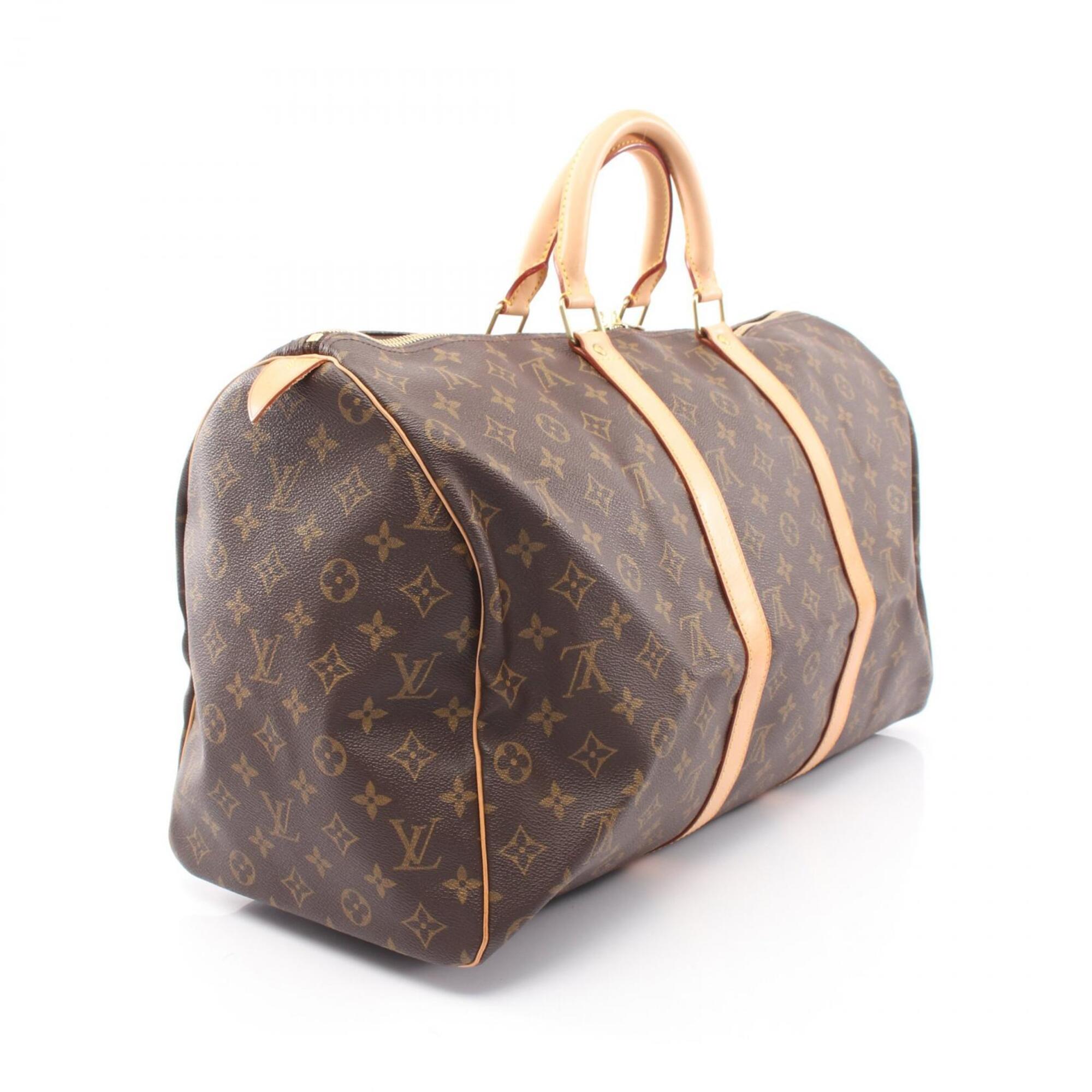 Louis Vuitton Brown Coated Canvas Monogram Leather Boston Bag Handbag (Pre-Owned)