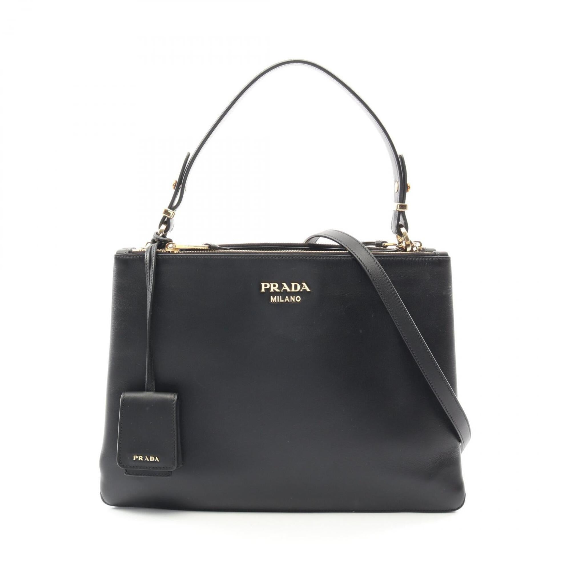 Prada Black Leather Handbag Tote Bag (Pre-Owned)