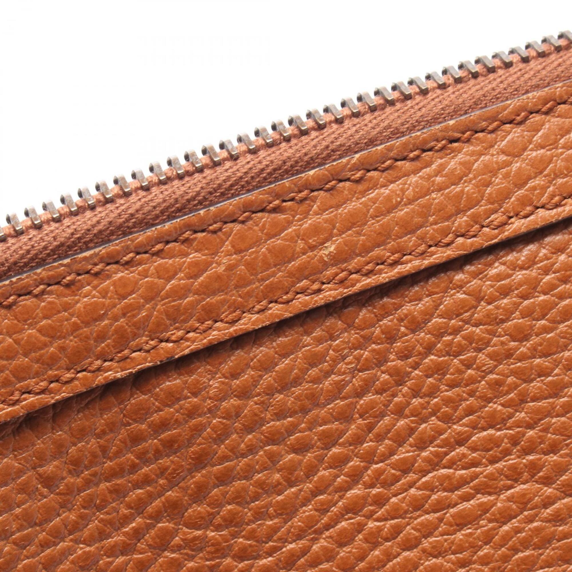 Gucci Brown Leather Handbag Tote Bag (Pre-Owned)