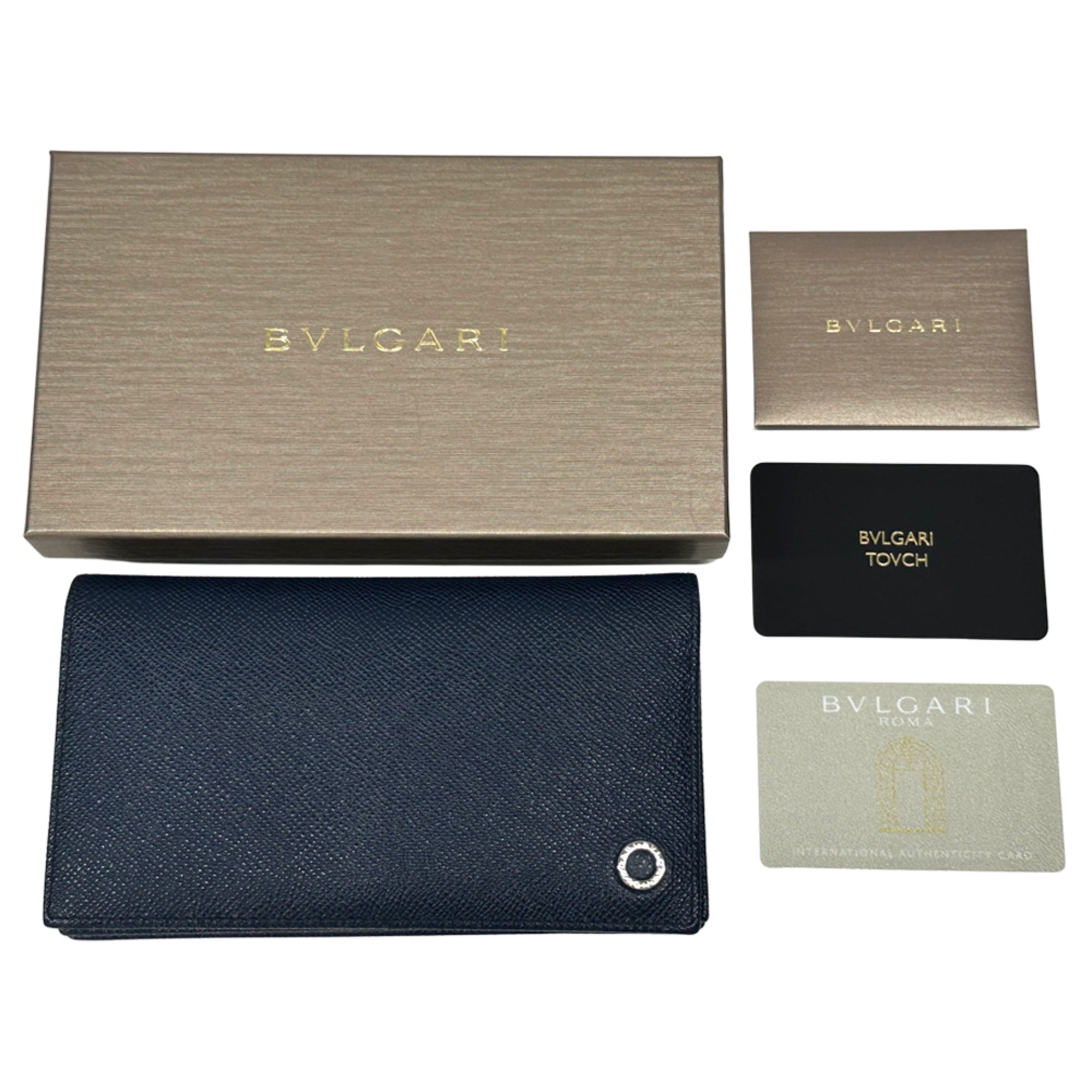 Bvlgari Green Navy Leather Wallet (Bi-Fold) (Pre-Owned)