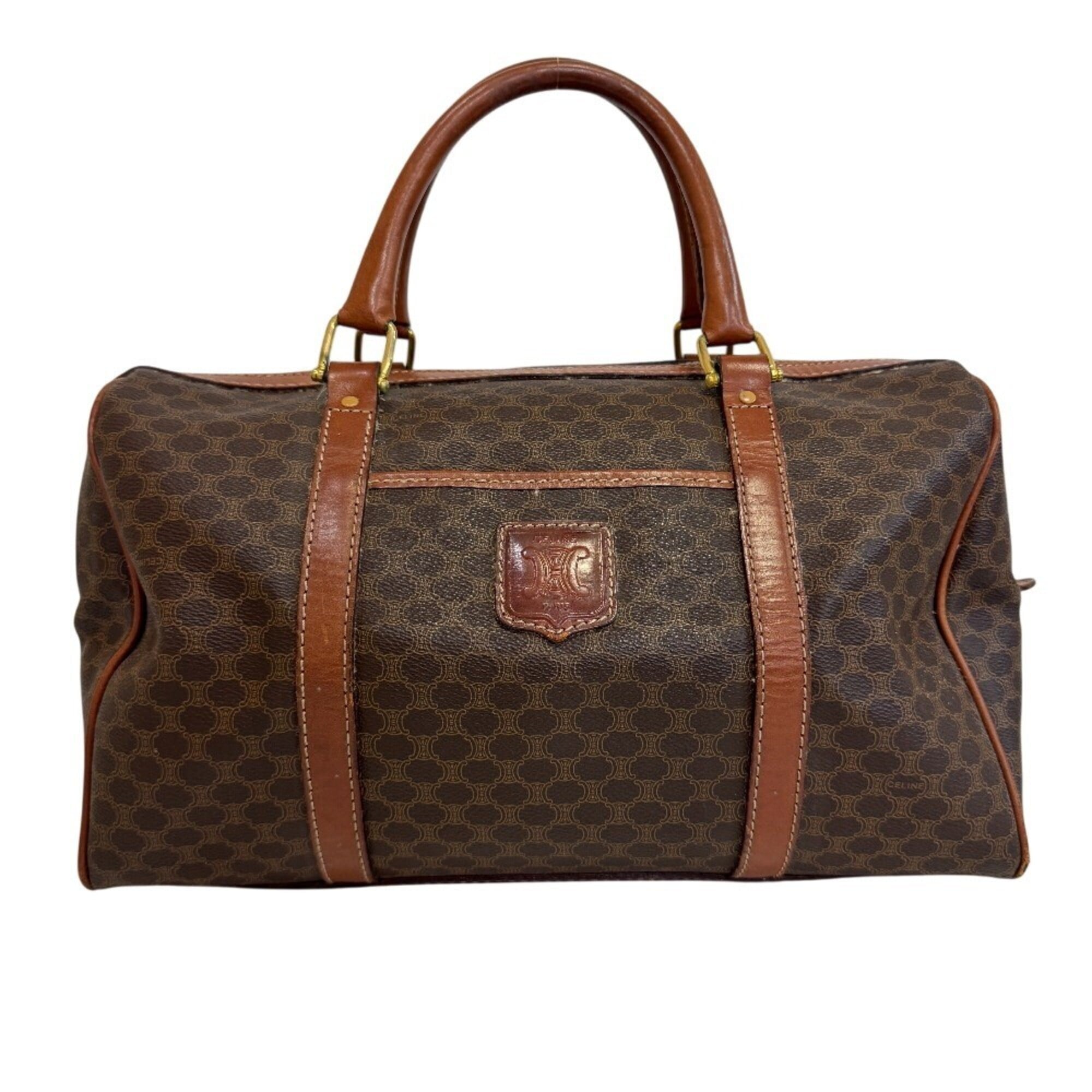 Celine Macadam Brown Pvc Boston Bag (Pre-Owned)