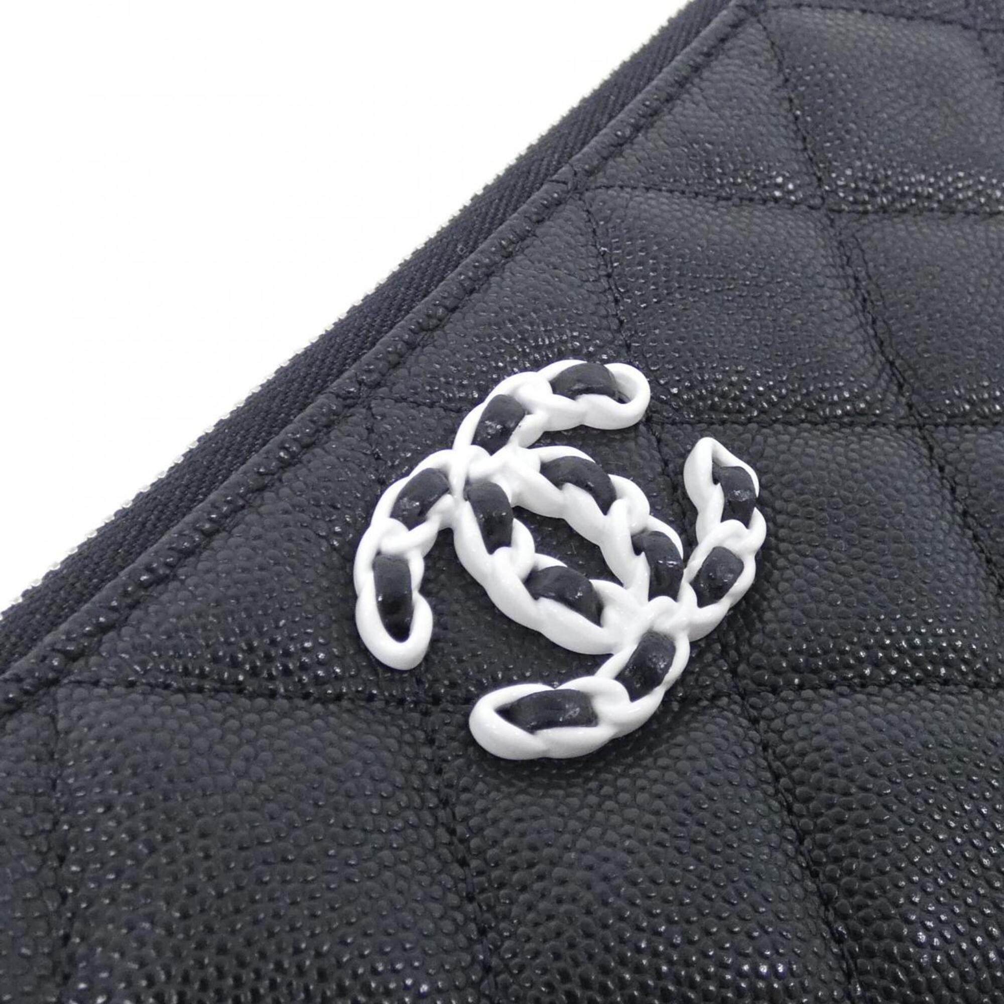 Chanel Black Grained Calfskin Handbag Pouch (Pre-Owned)