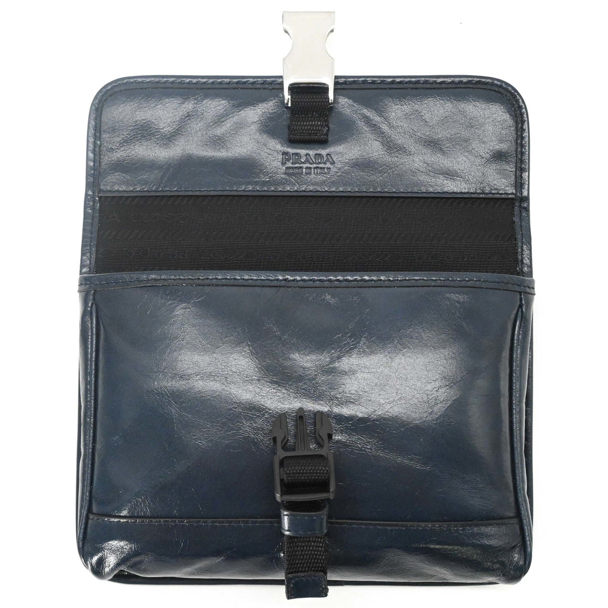Prada Navy Leather Shoulder Bag Sling Bag (Pre-Owned)