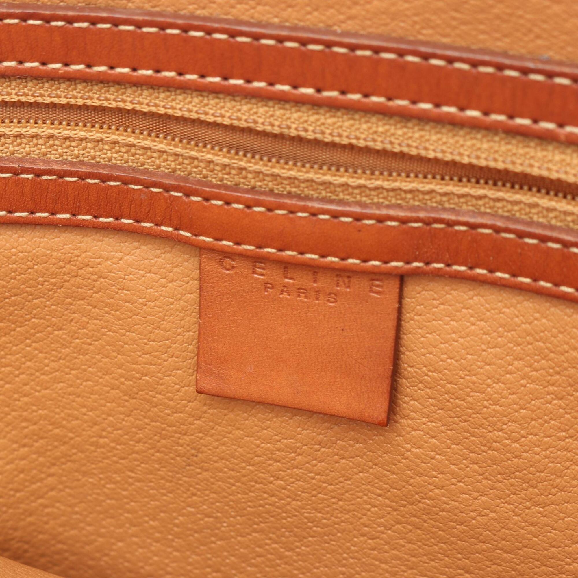 Celine Brown Coated Canvas Leather Handbag Tote Bag (Pre-Owned)