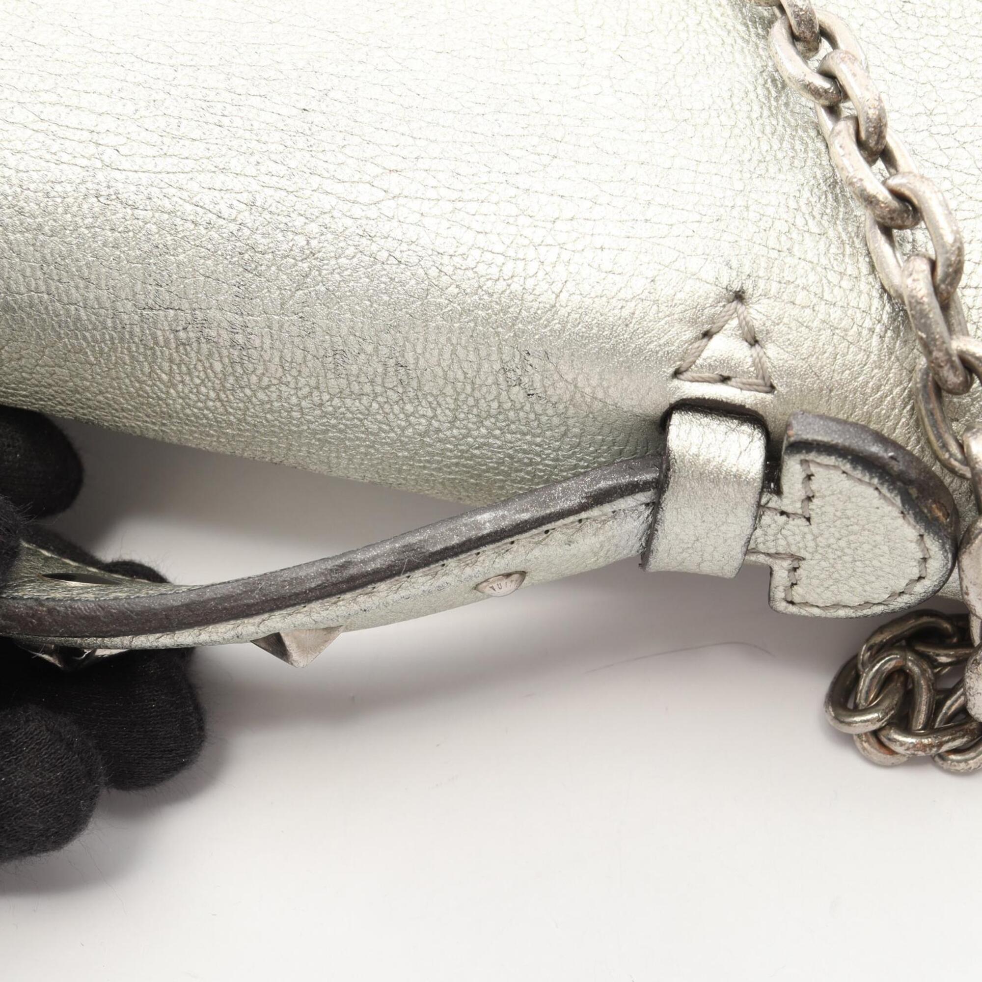 Louis Vuitton Silver Leather Handbag Shoulder Bag (Pre-Owned)