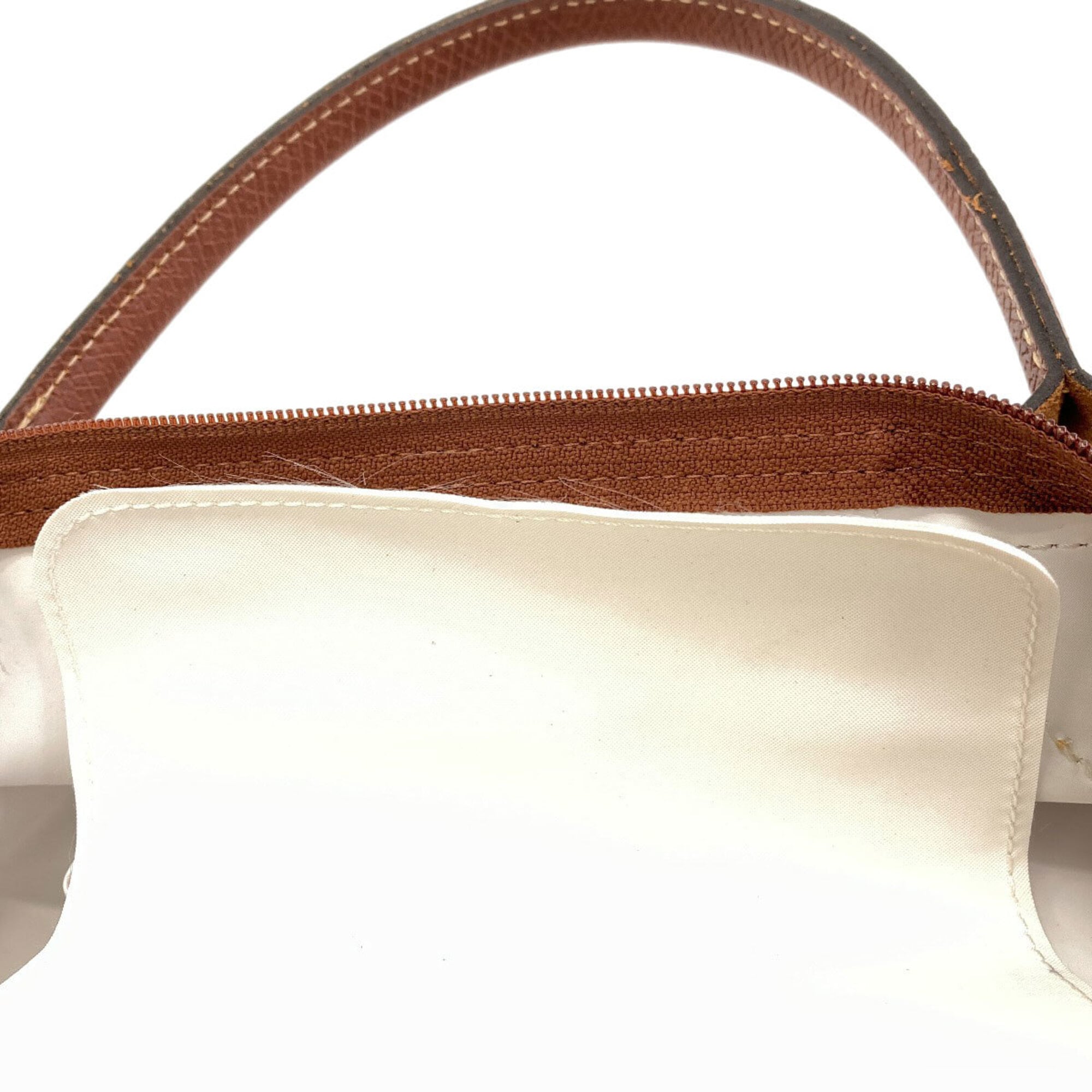 Longchamp Le Pliage Brown Light Gray Purple Nylon Handbag (Pre-Owned)